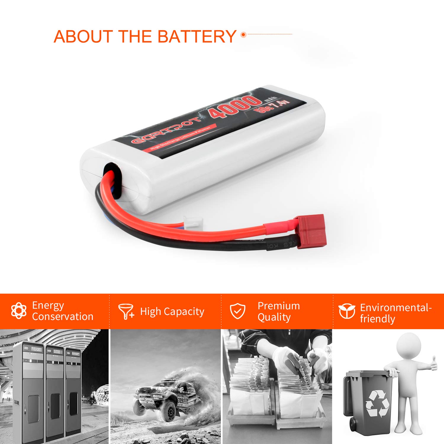 Amazon | GARTPOT 7.4V 4000mAh 50C 2S RC リポバッテリーハードケース