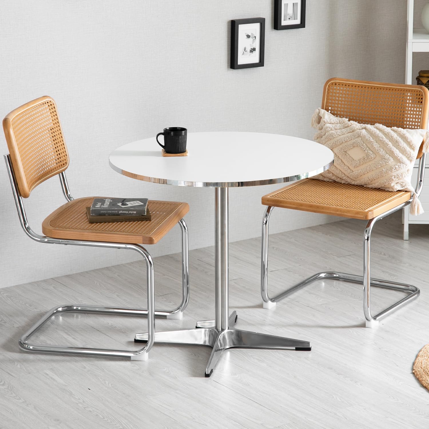 Amazon｜モダンデコ 丸テーブル 2人掛け 3点セット チェア 大理石調