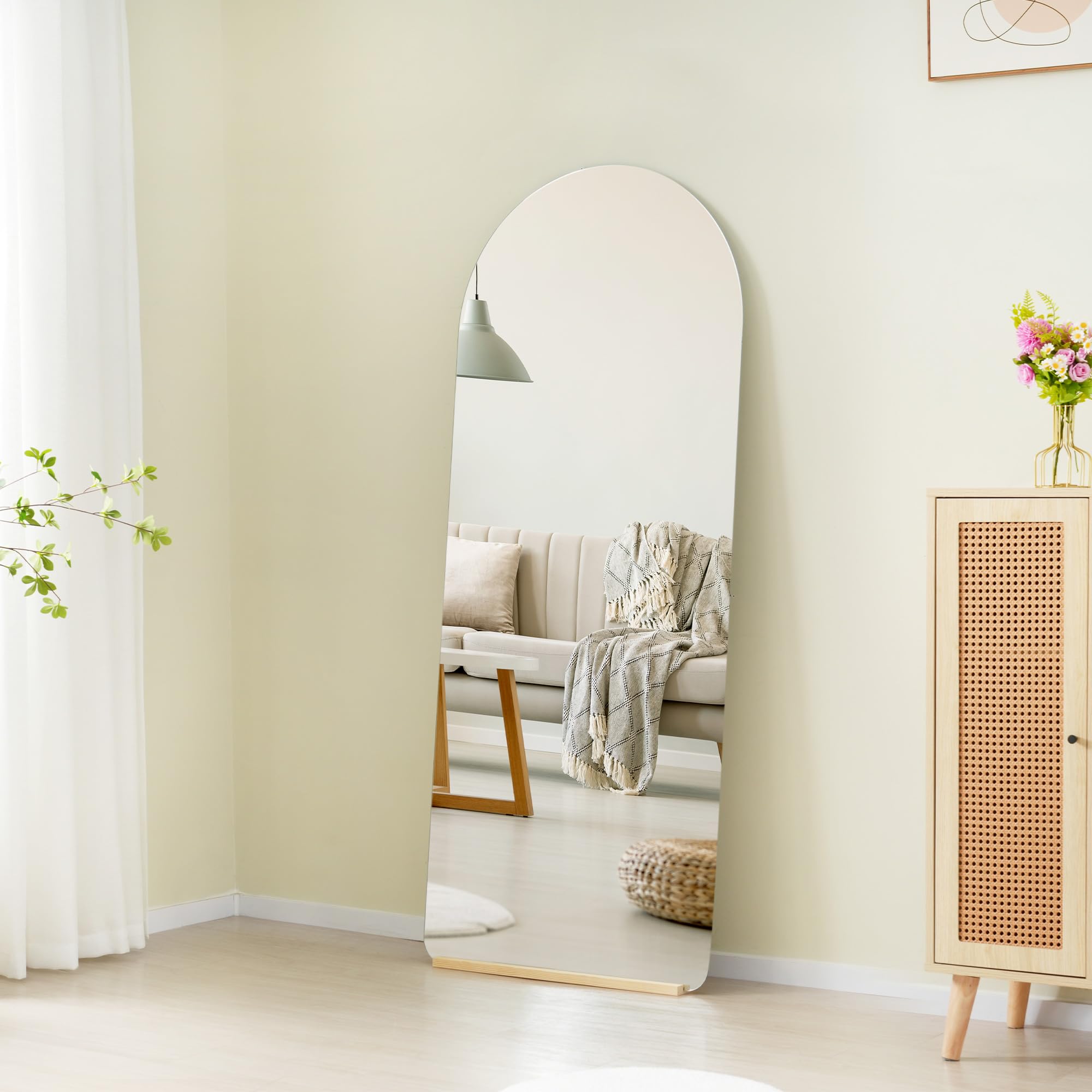 Amazon.co.jp: 全身鏡 姿見鏡 スタンドミラー ノンフレーム アーチ