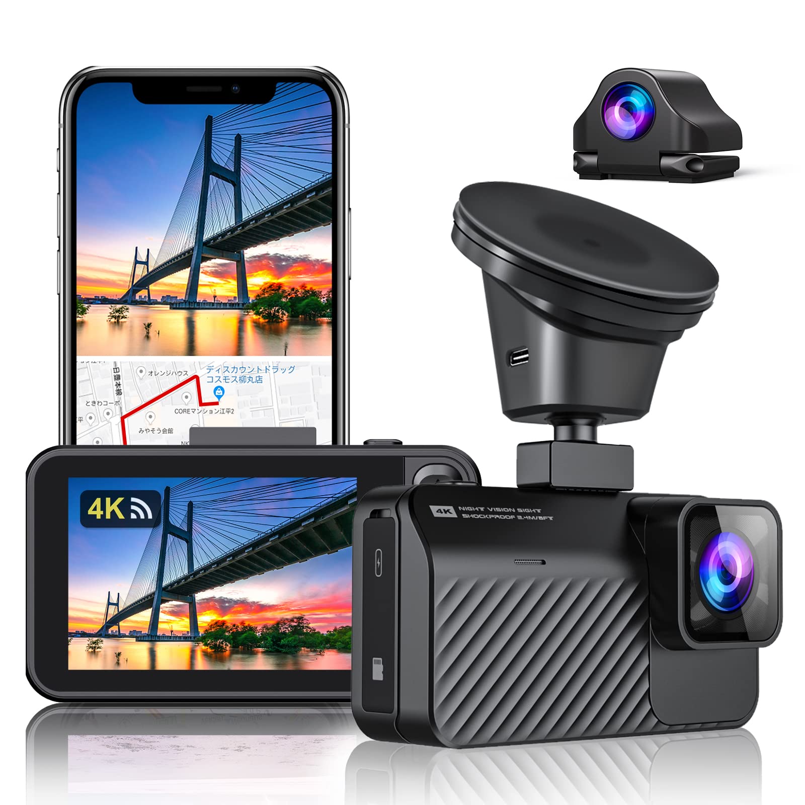 Amazon.co.jp: Changer ドライブレコーダー 4K録画 前後2カメラ 前後