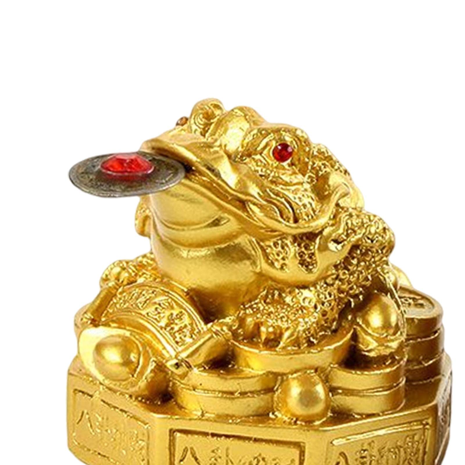 Amazon.co.jp: GENERIC 中国風水金蛙の置物、樹脂製の三本足の幸運の蛙