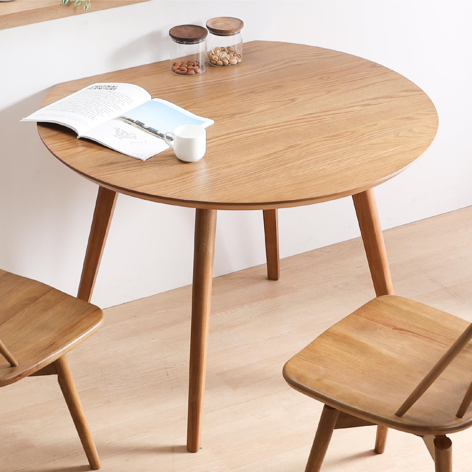 Amazon｜tac INTERIOR ダイニングテーブル 丸 100㎝ 2人 3人 木製