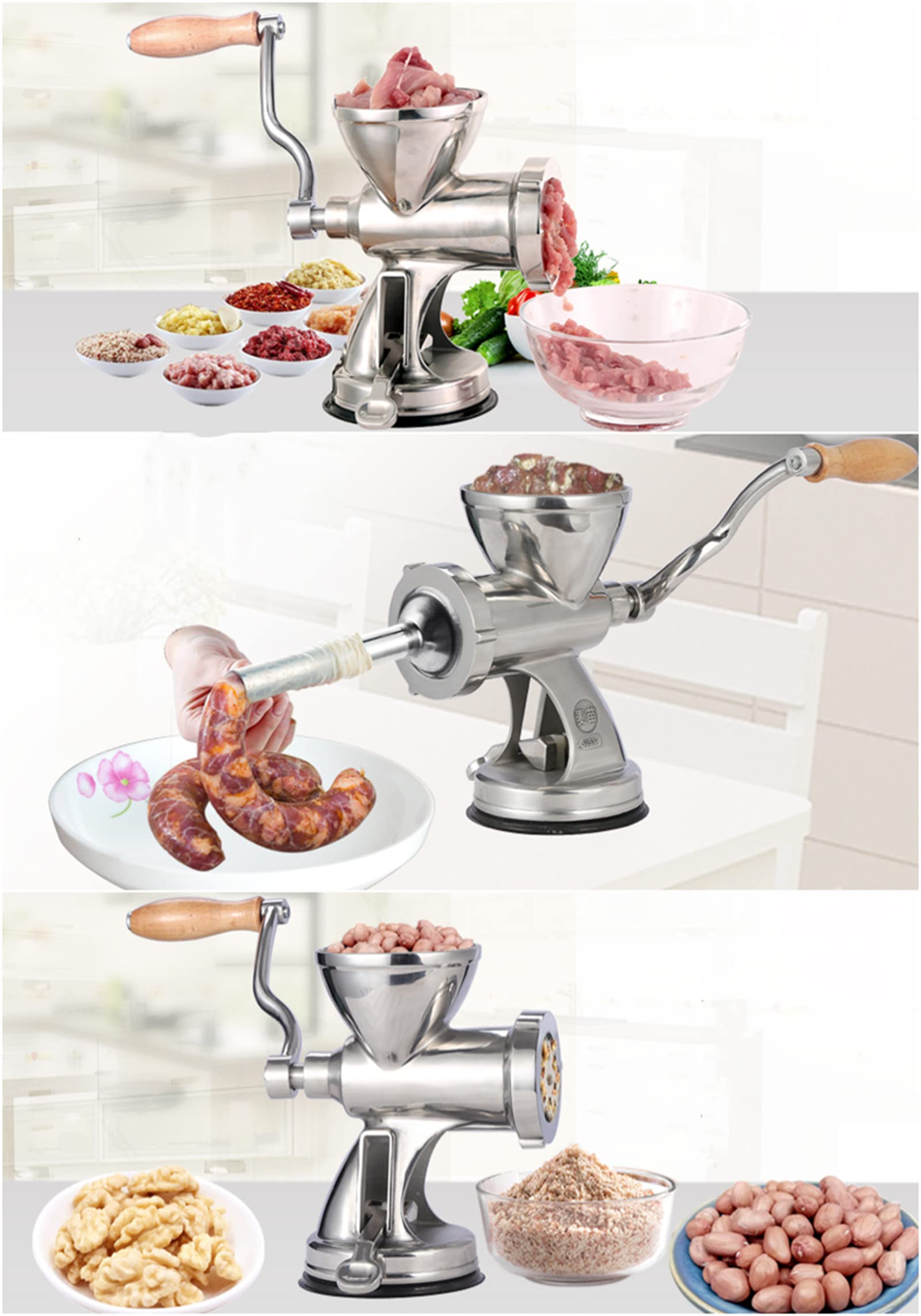 Amazon｜手動ミンサー ミンチ機 吸盤式肉挽き器 ひき肉機 手動式ミート
