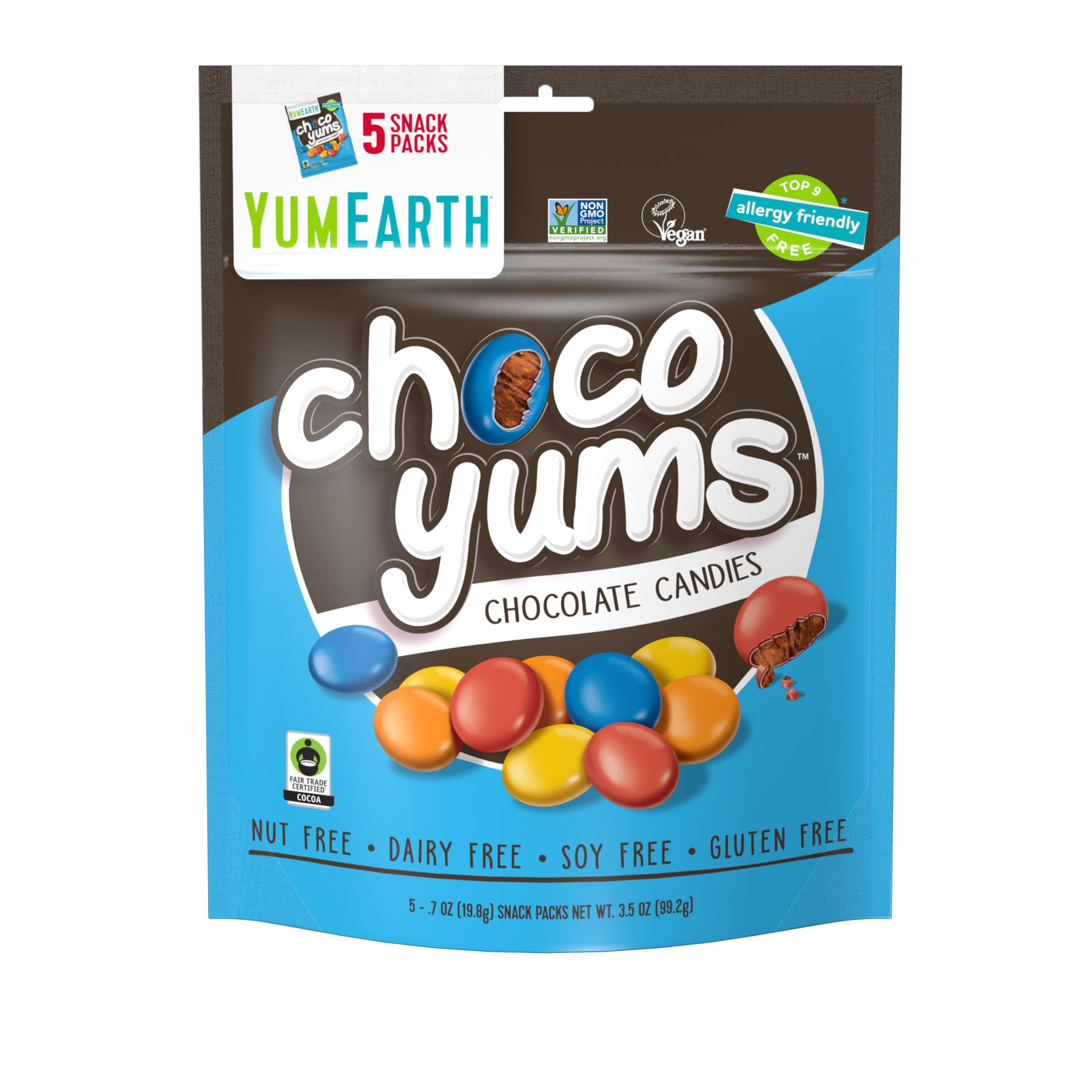 Amazon.com: YumEarth Choco Yums, 5-0.7 Ounce Snack Packs, Allergy