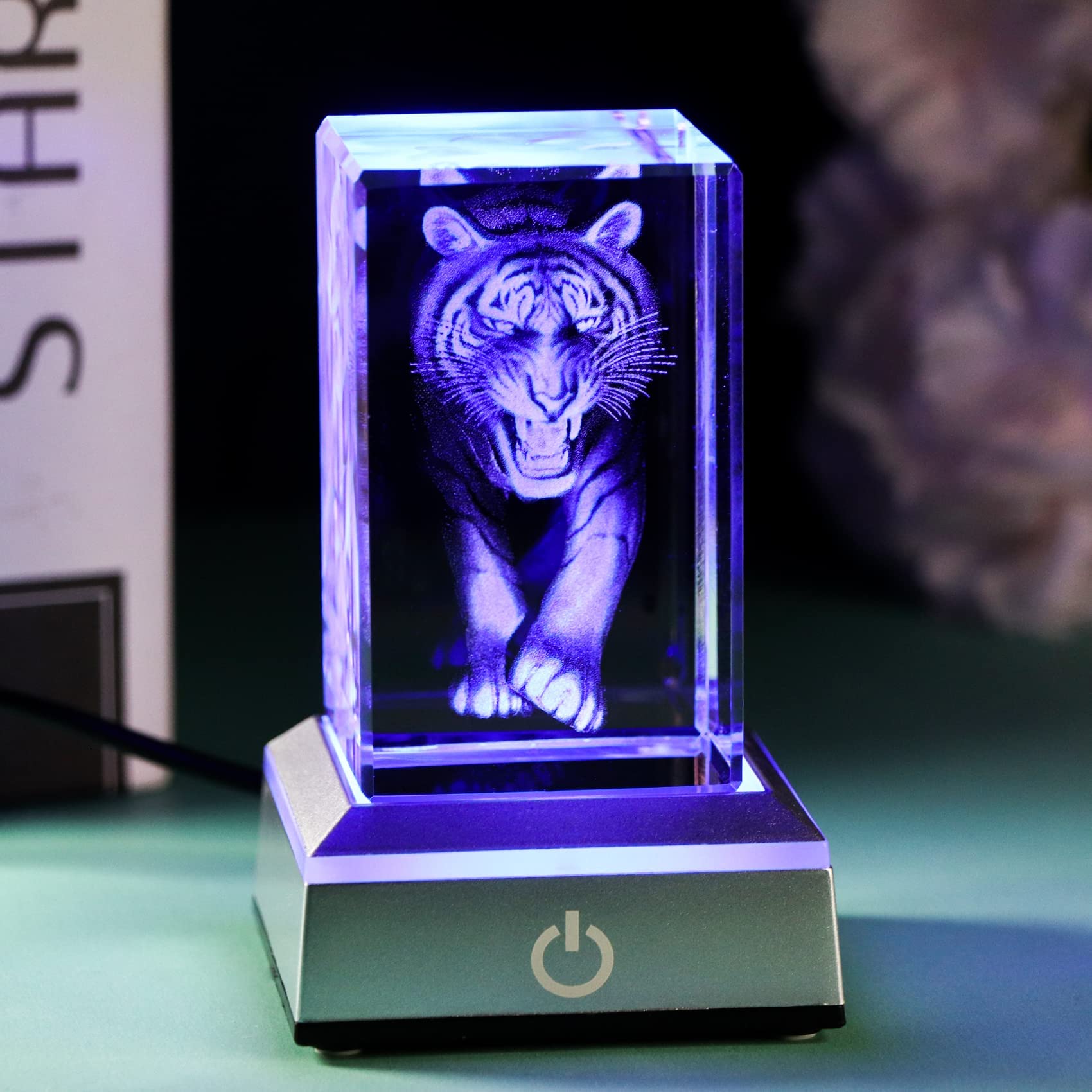 Amazon.co.jp: YWHL 3Dレーザー彫刻虎像フィギュア クリスタルガラス