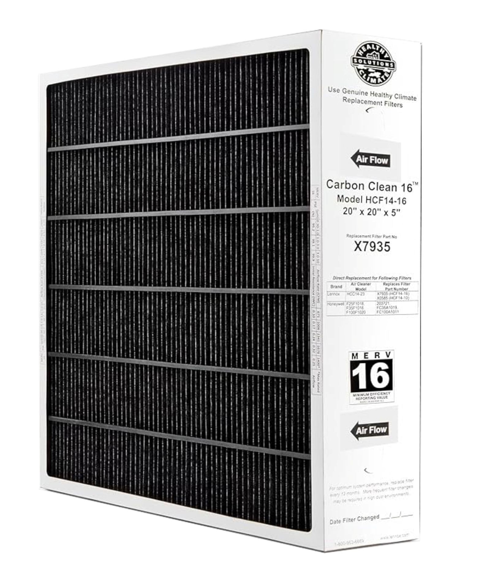 Lennox X7935 Carbon Clean Healthy Climate MERV 16 Filter (2 Pack