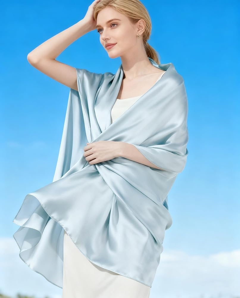 Lina & Lily Women's Silky Satin Scarf Shawl Wrap for Wedding