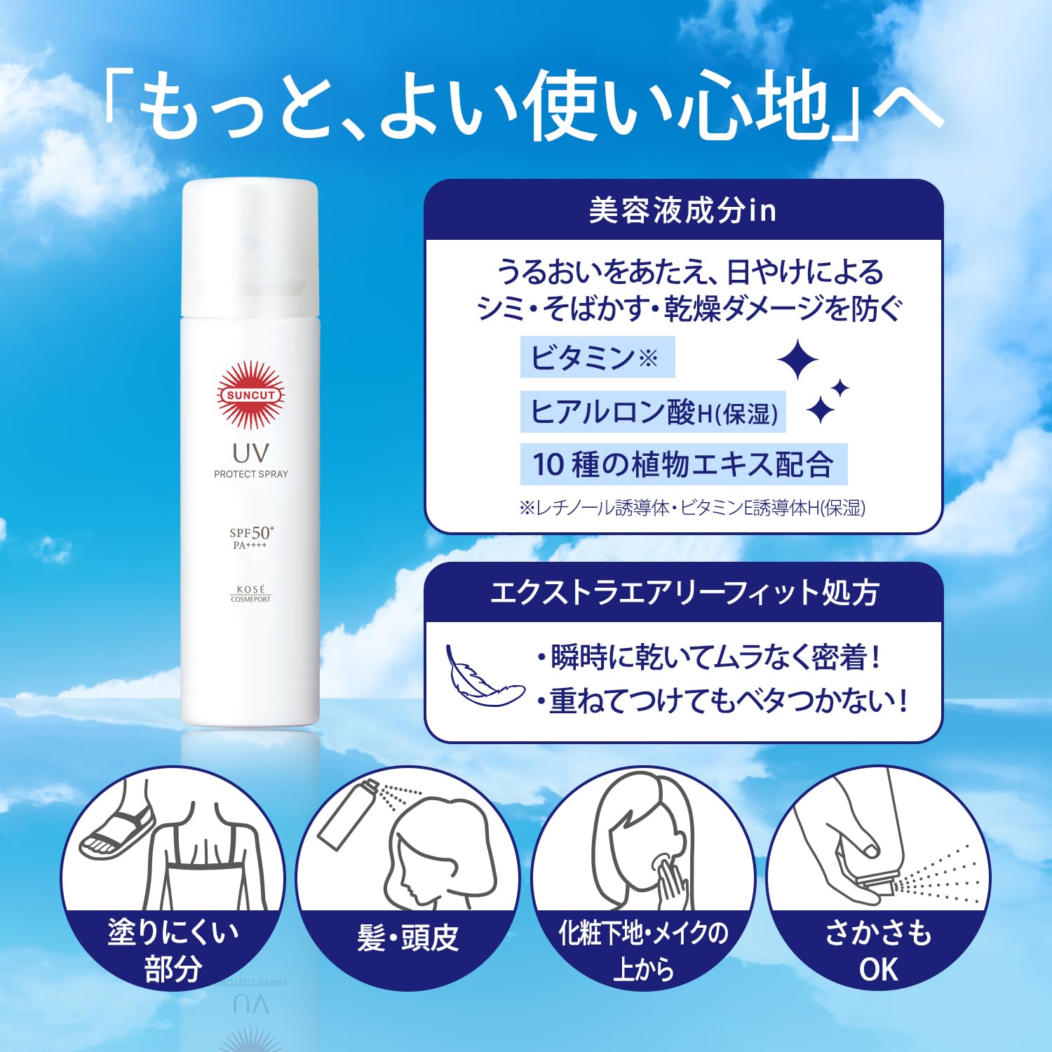 Amazon.co.jp: Suncut Kose Cosmeport Protect UV Spray SPF50+ PA++++