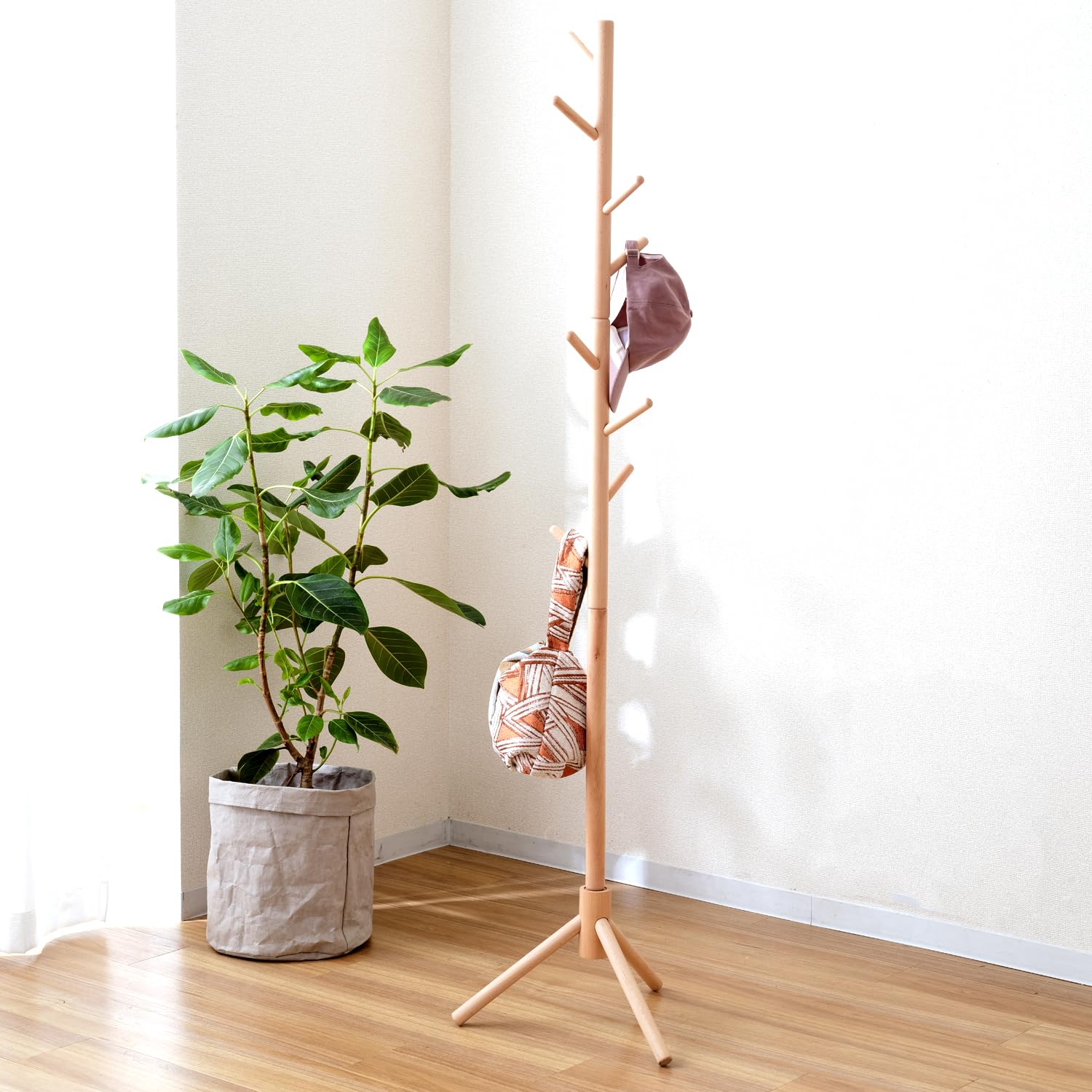 Amazon｜ドウシシャ ハンガーラック 天然木製ポールハンガー 日頃使う