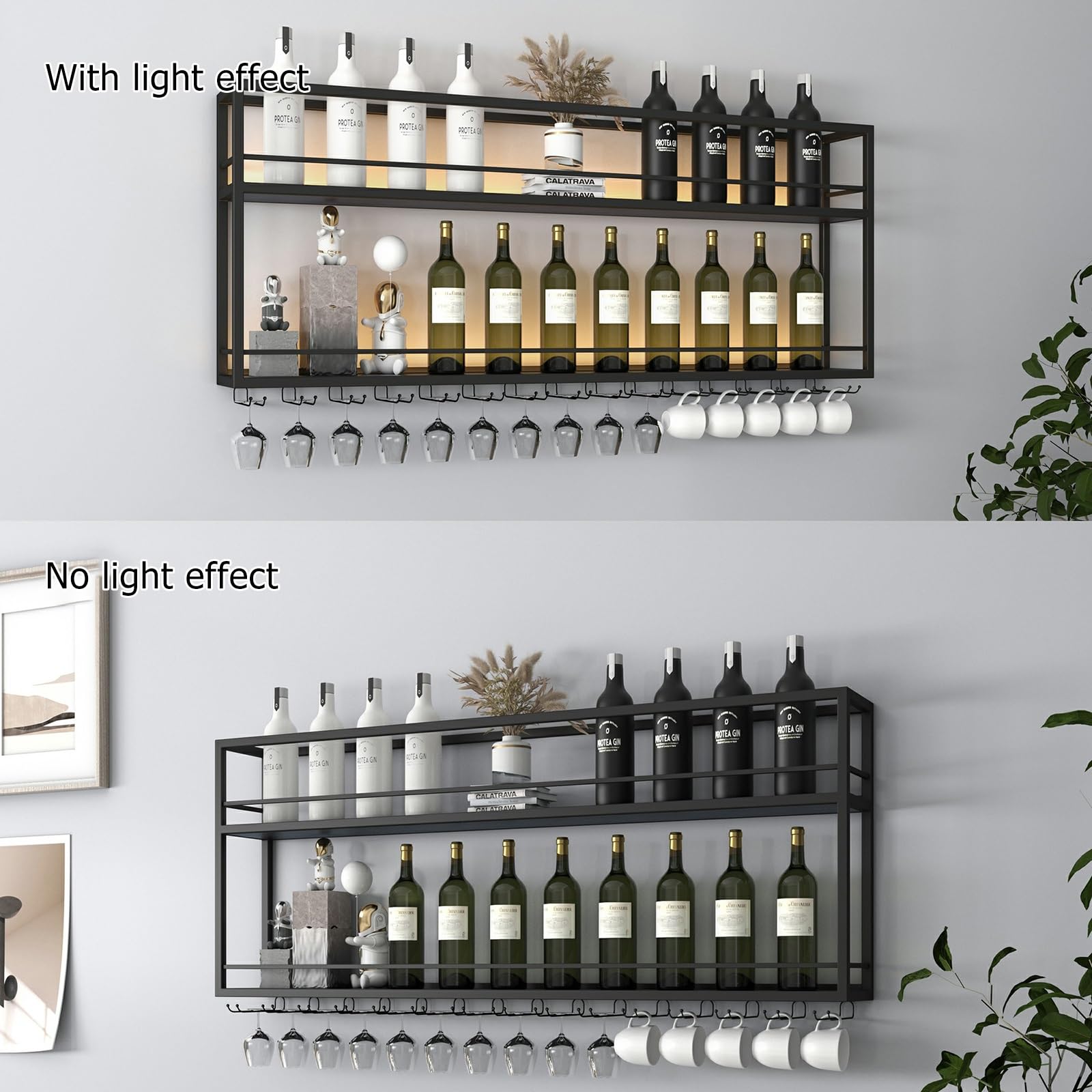 Amazon.co.jp: ワインボトルディスプレイ壁収納棚壁掛けワインラック