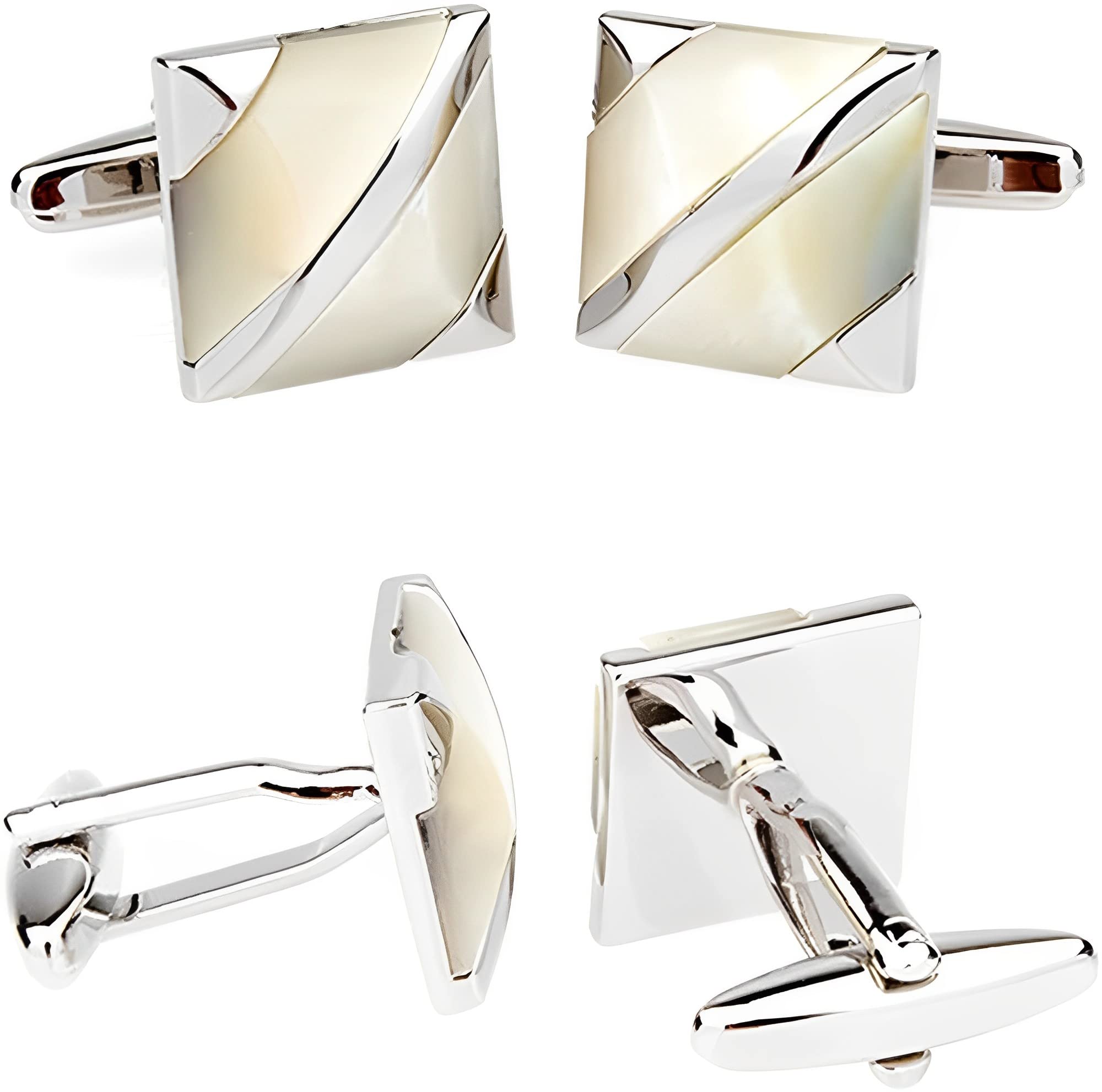 Amazon.co.jp: シェル スクエア カフスボタン 白蝶貝 カフリンクス