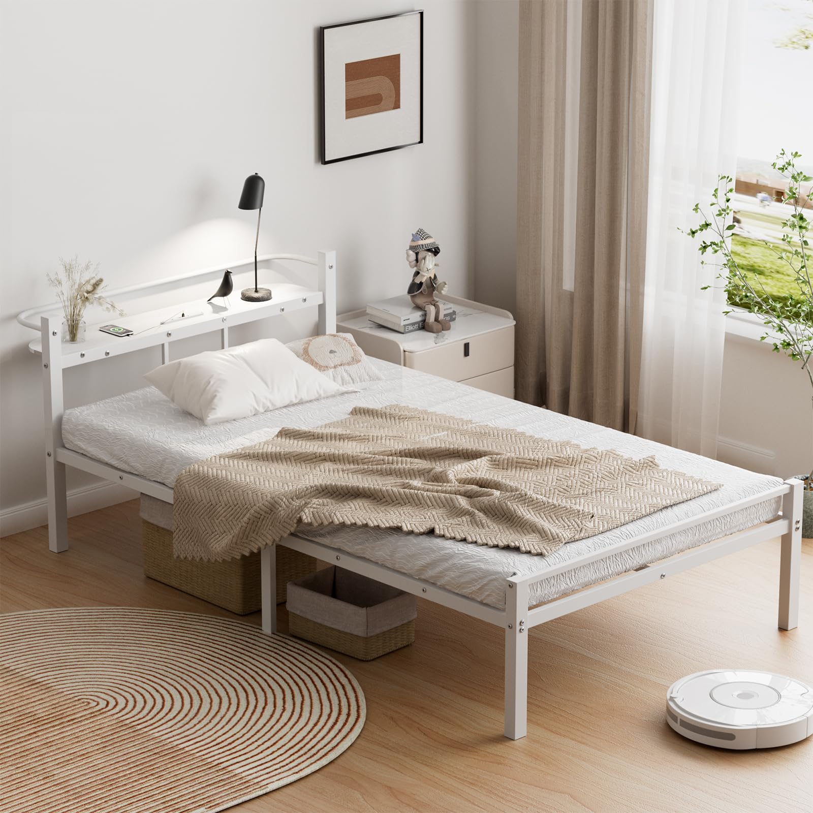 Amazon｜[SuperKois] ベッドフレーム ダブル ベッド 宮棚 2口