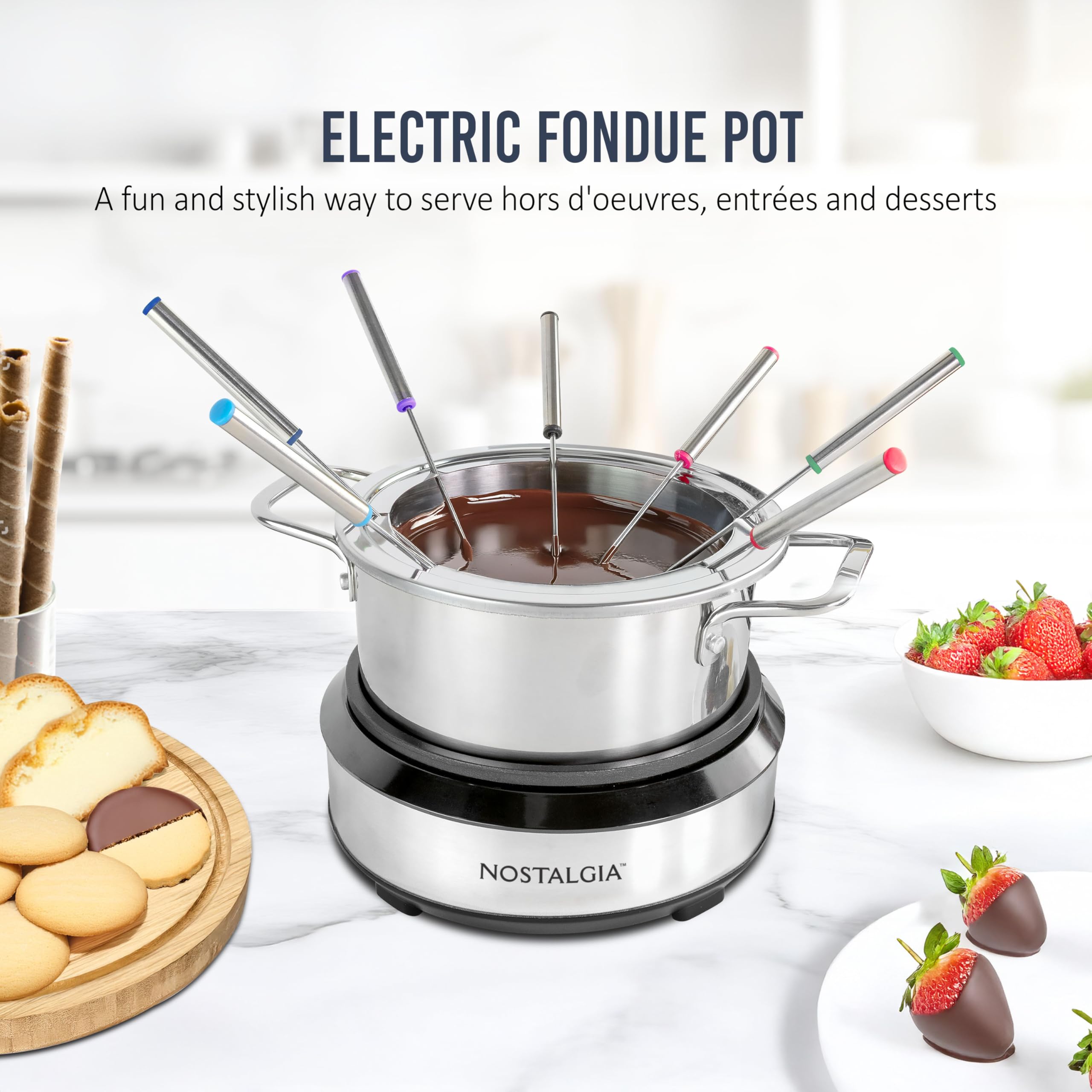 Amazon.com: Nostalgia 8-Cup Electric Fondue Pot Set for Cheese