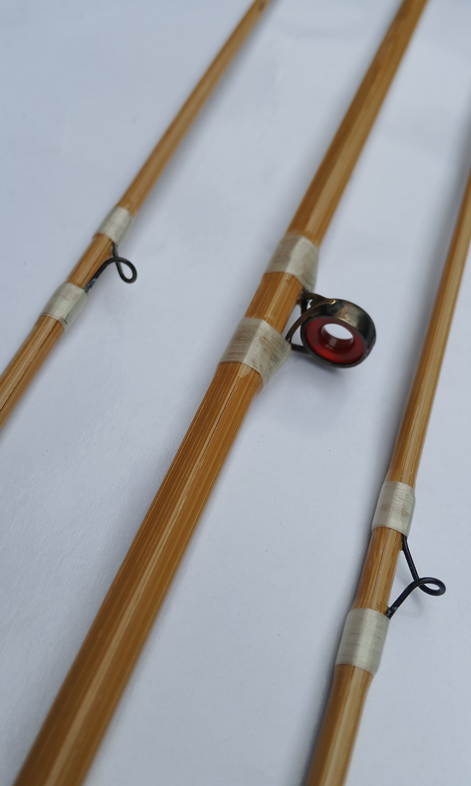 Amazon | バンブーフライロッド 7フィート6インチ #5、天然シルク糸