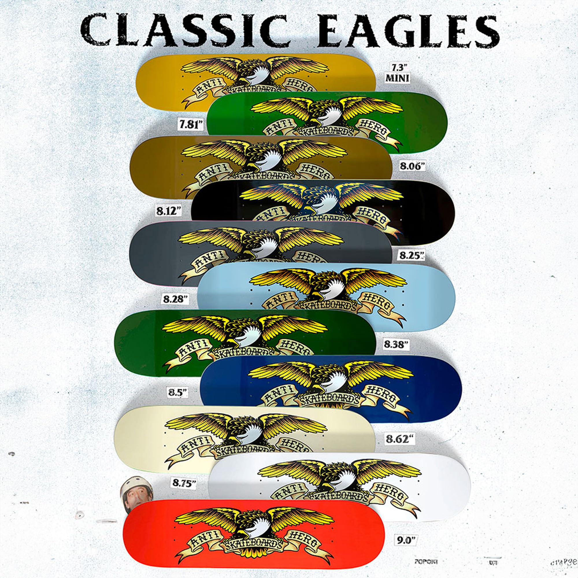 Amazon.com : Anti Hero Skateboard Deck Shaped Eagle Blue Meanie