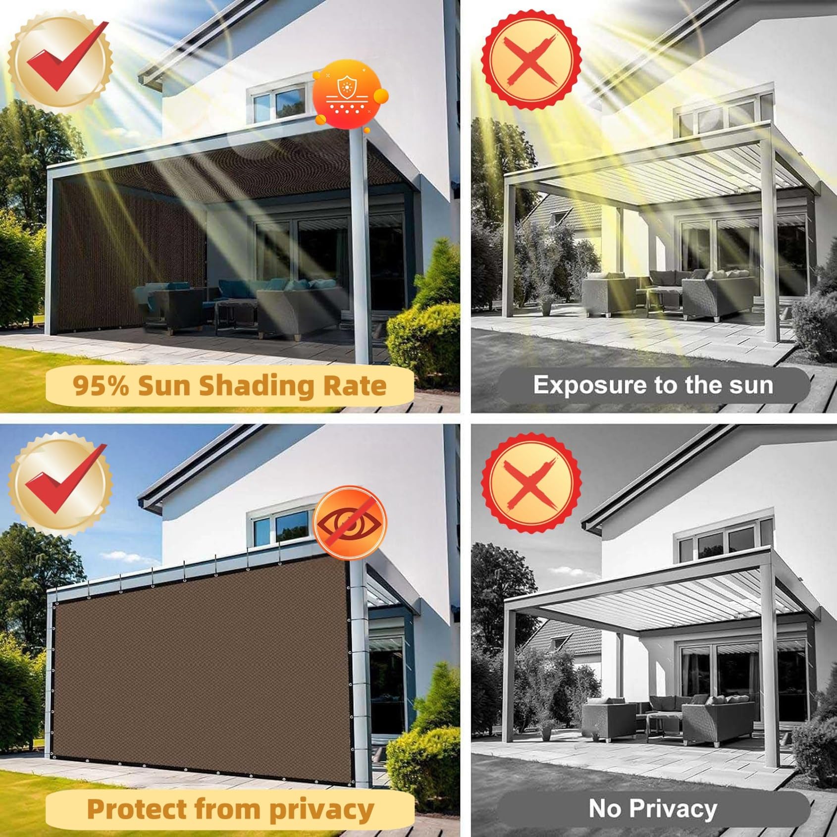 Amazon.co.jp: 日よけ シェード ベランダ 通気性シェード 4.5 x 6 m