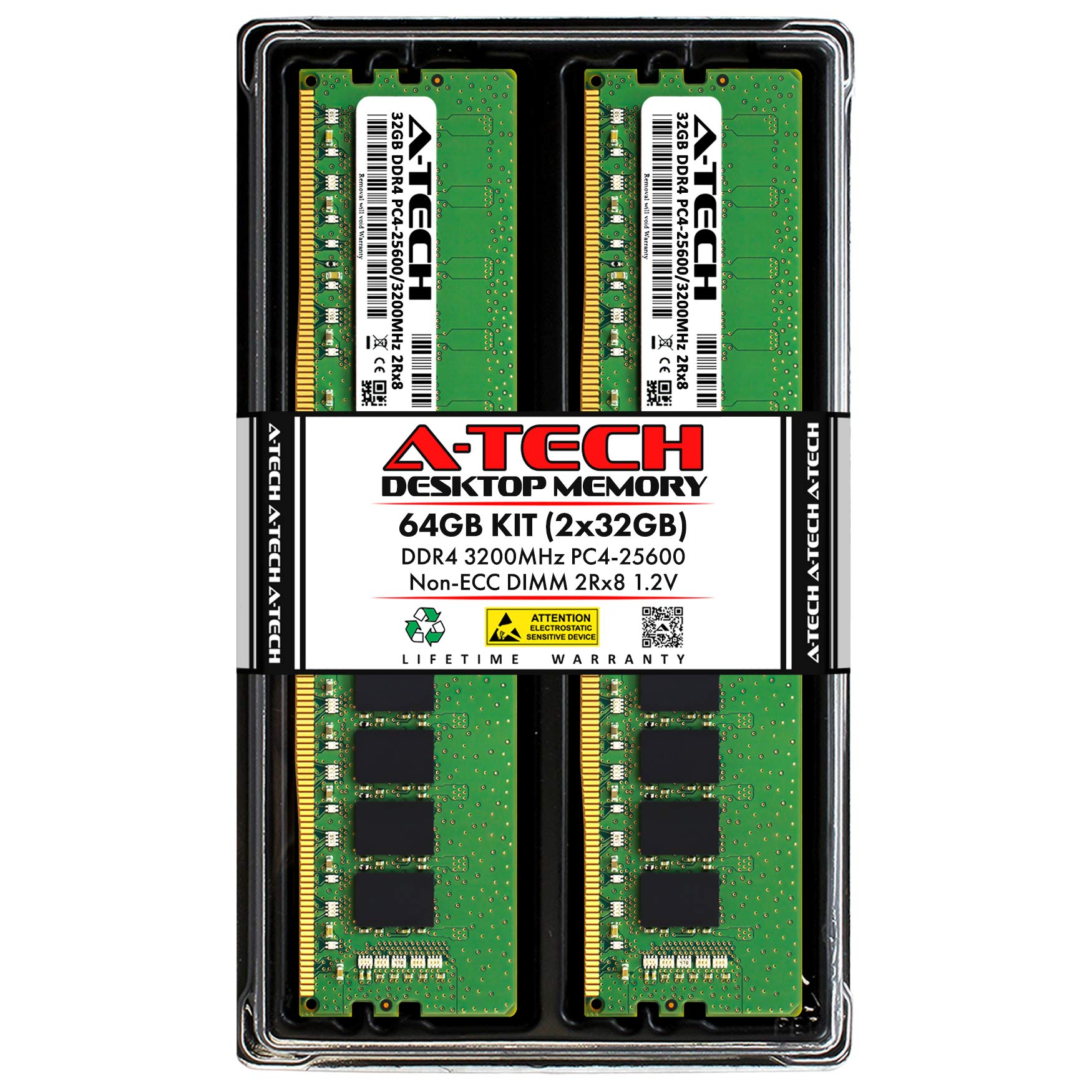 A-Tech 64GB (2x32GB) DDR4 3200 MHz UDIMM PC4-25600 (PC4-3200AA
