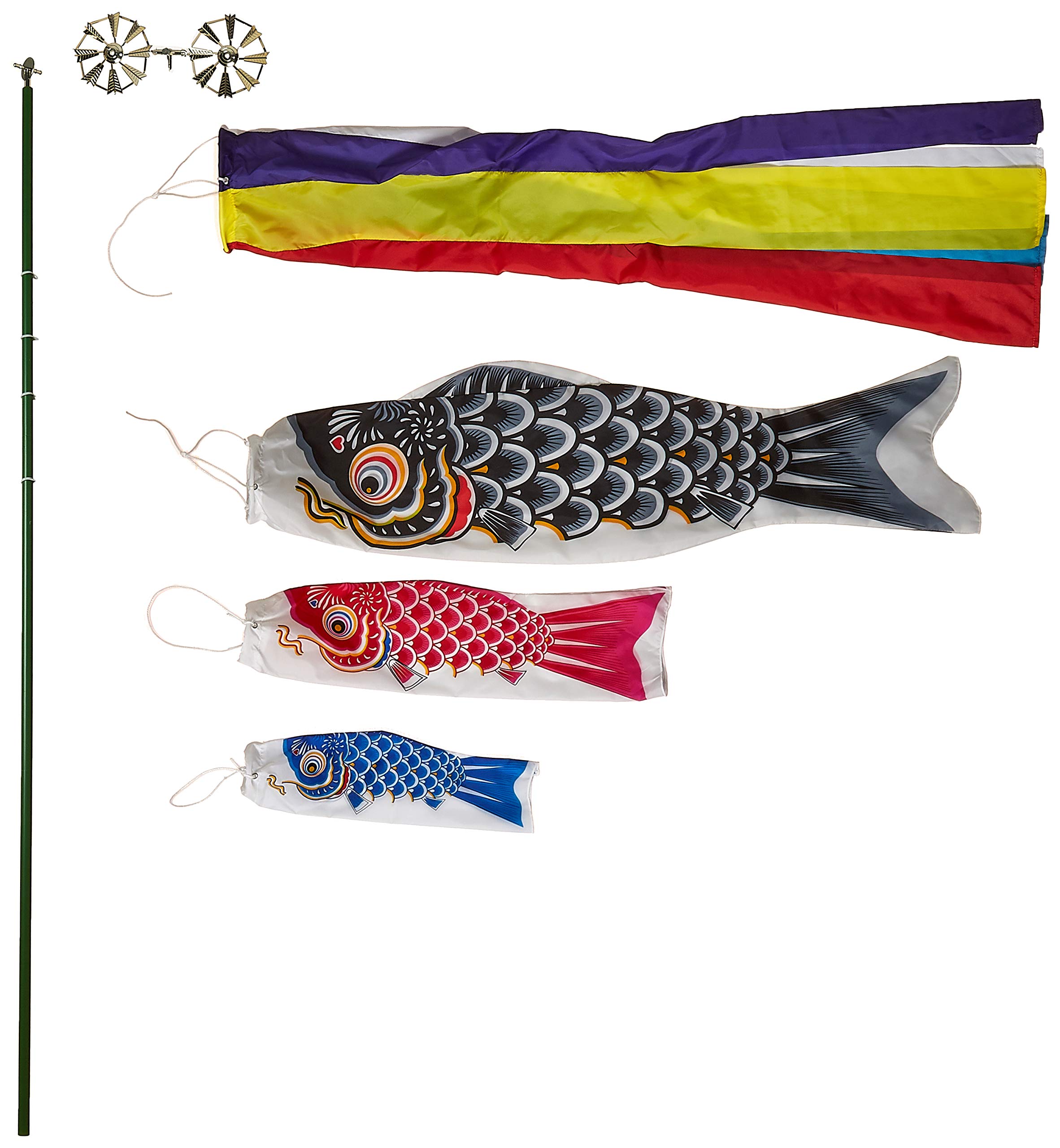 Amazon | 室内用ミニ鯉のぼりセット 吹き流しと3色の鯉のぼりがひと箱