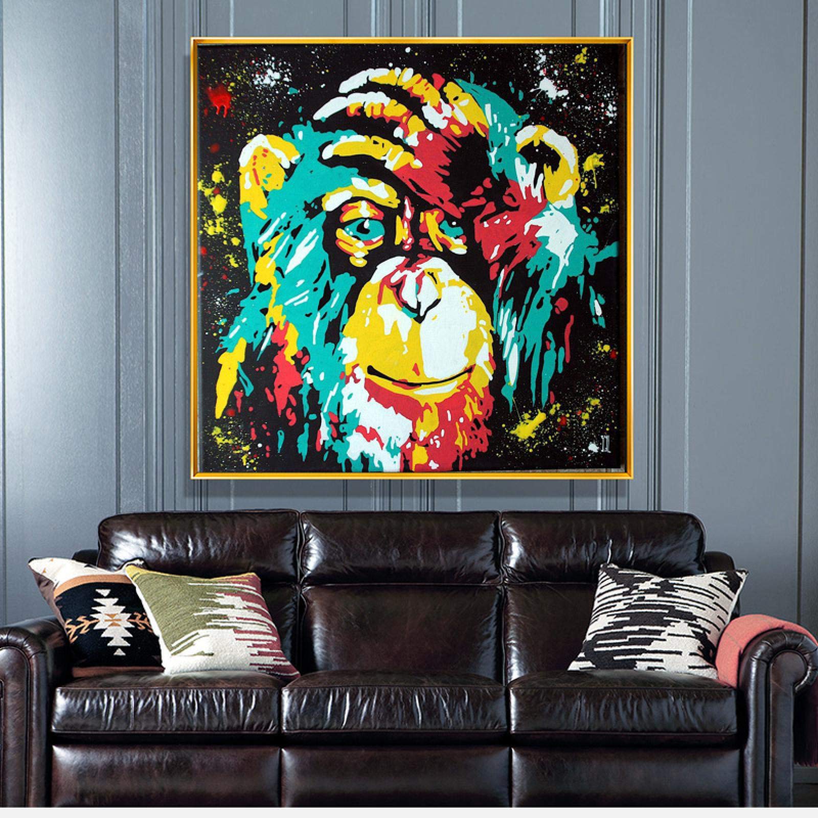 Amazon｜現代アートカラフルな落書きポップアートキャンバス絵画思考猿
