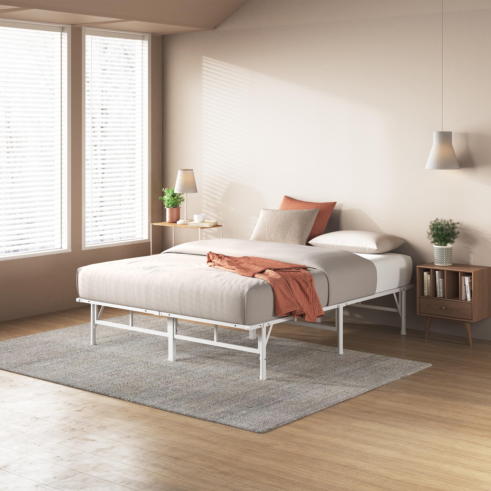 Amazon｜ZINUS Easy to Assemble ベッドフレーム セミダブル ホワイト