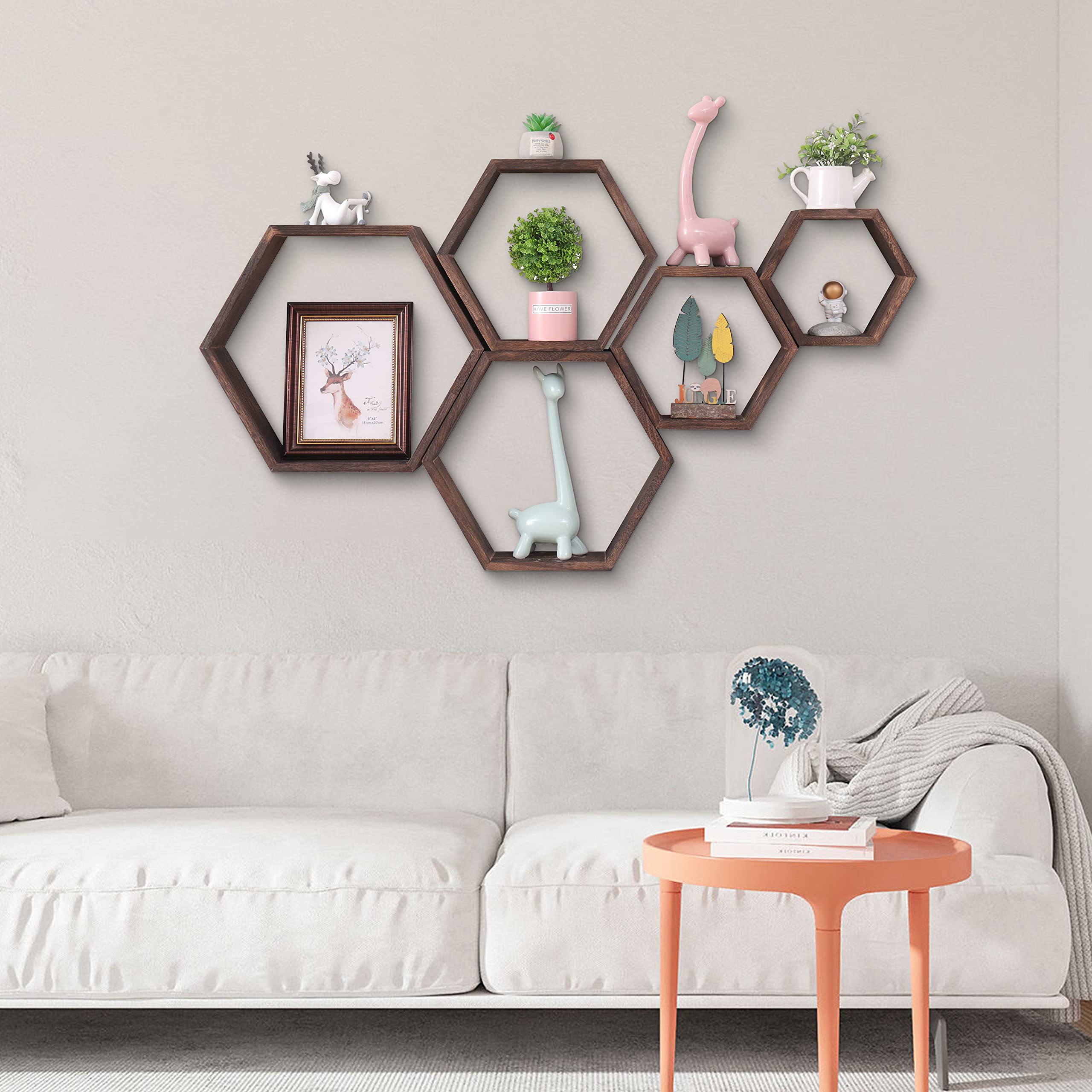 Amazon｜WONFUlity 六角形フローティングシェルフ ハニカムシェルフ 壁