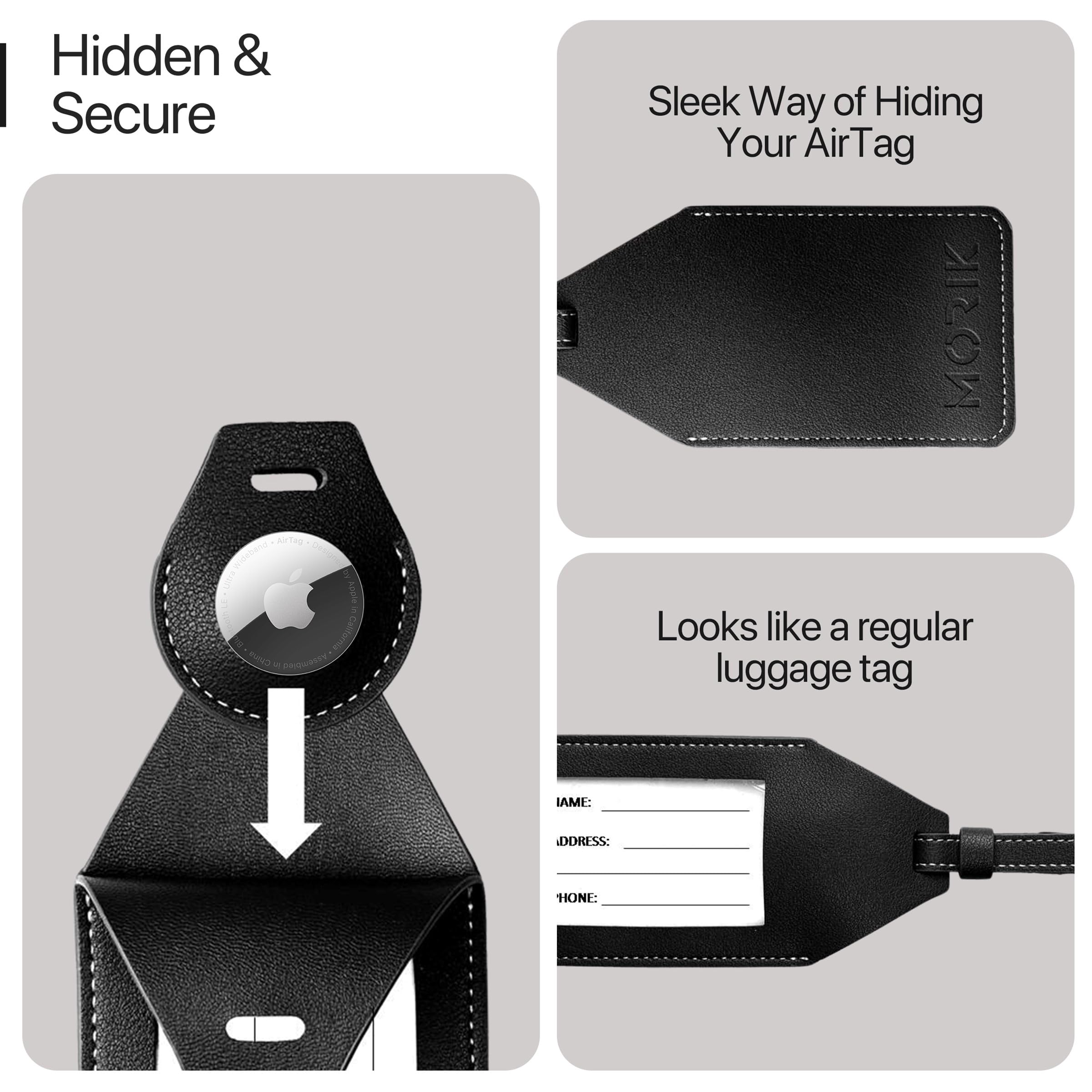Amazon.com: MORIK Secret AirTag Leather Luggage Tag Tracking | TSA