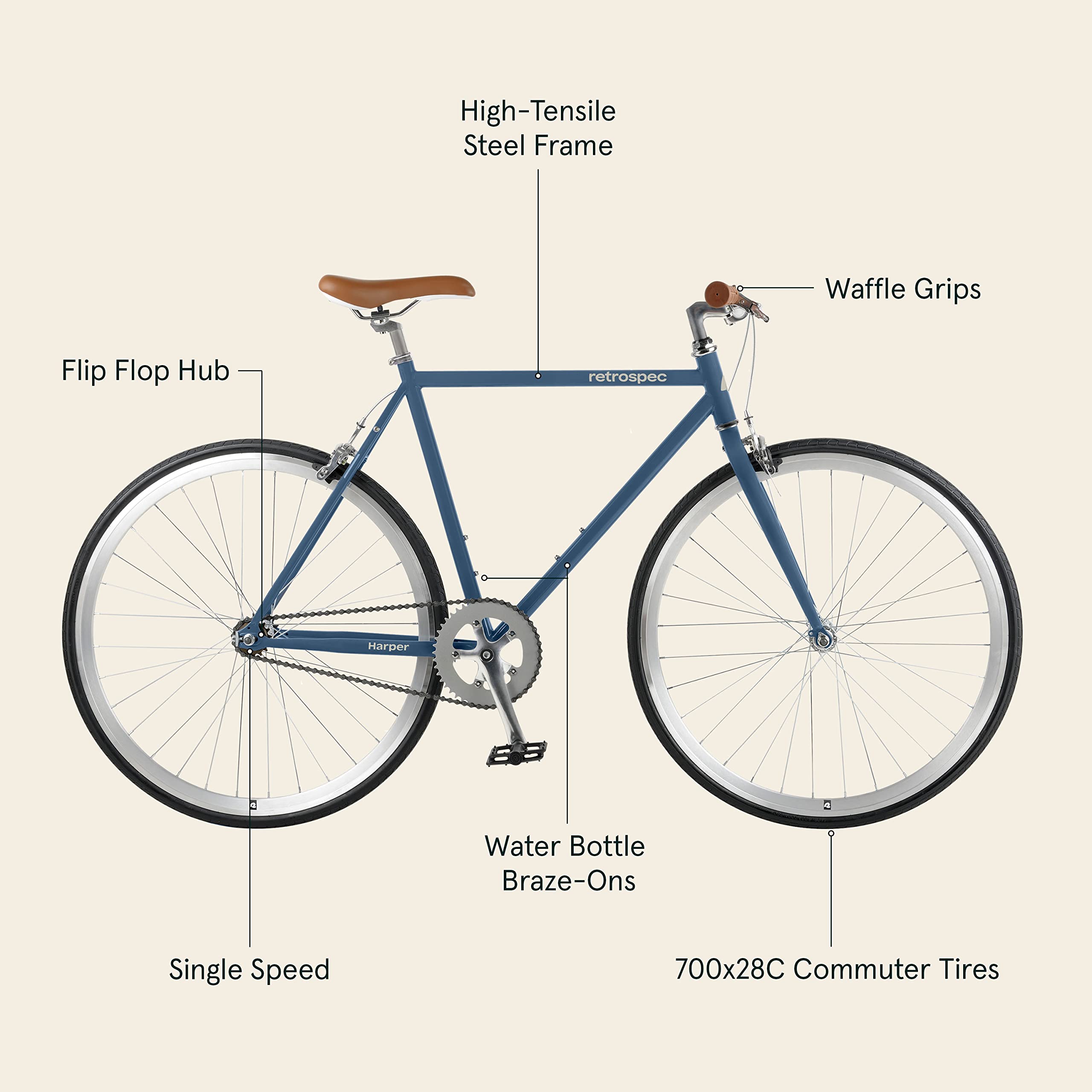 Amazon | Retrospec Harper シングルスピードフィクシースタイルバイク