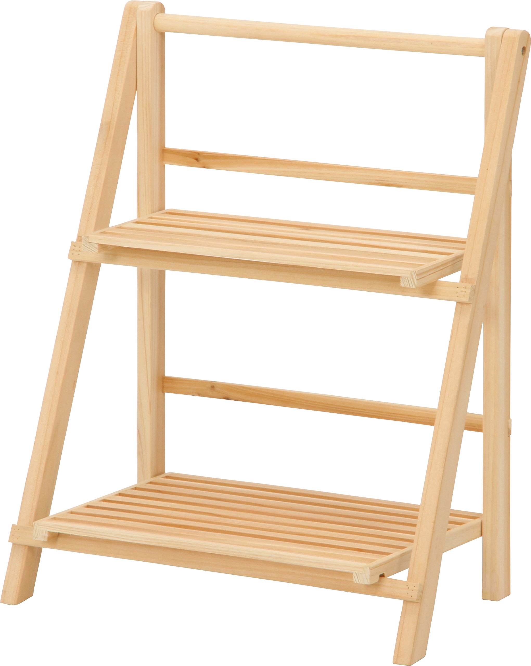 Amazon｜不二貿易 2段ラック 幅34cm 折りたたみ ナチュラル 50620
