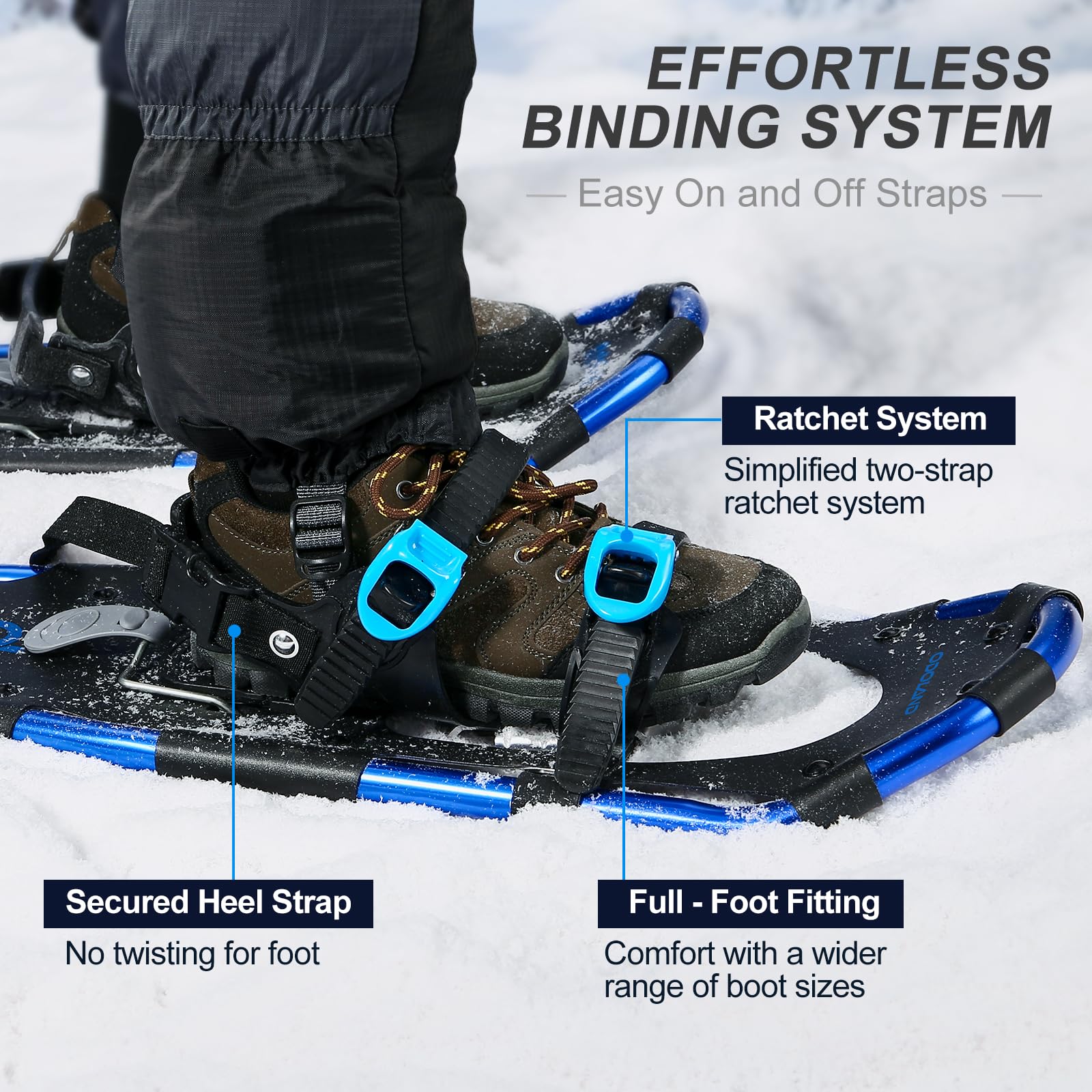 Odoland 4-in-1 Snowshoes Snow Shoes for Men and Women with
