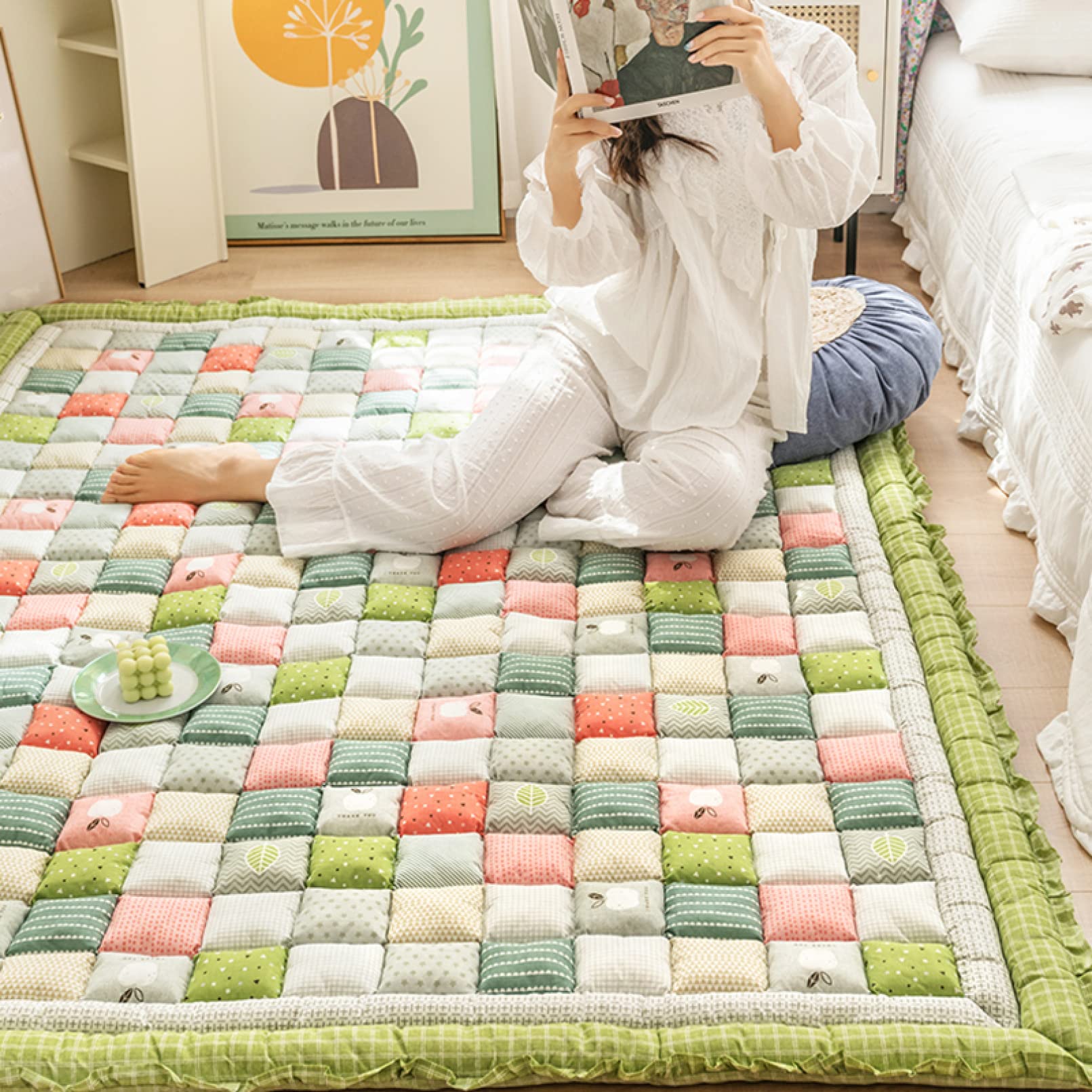 Amazon｜夏用 ラグ コットンキルト 綿 優しい 90*180cm 洗える