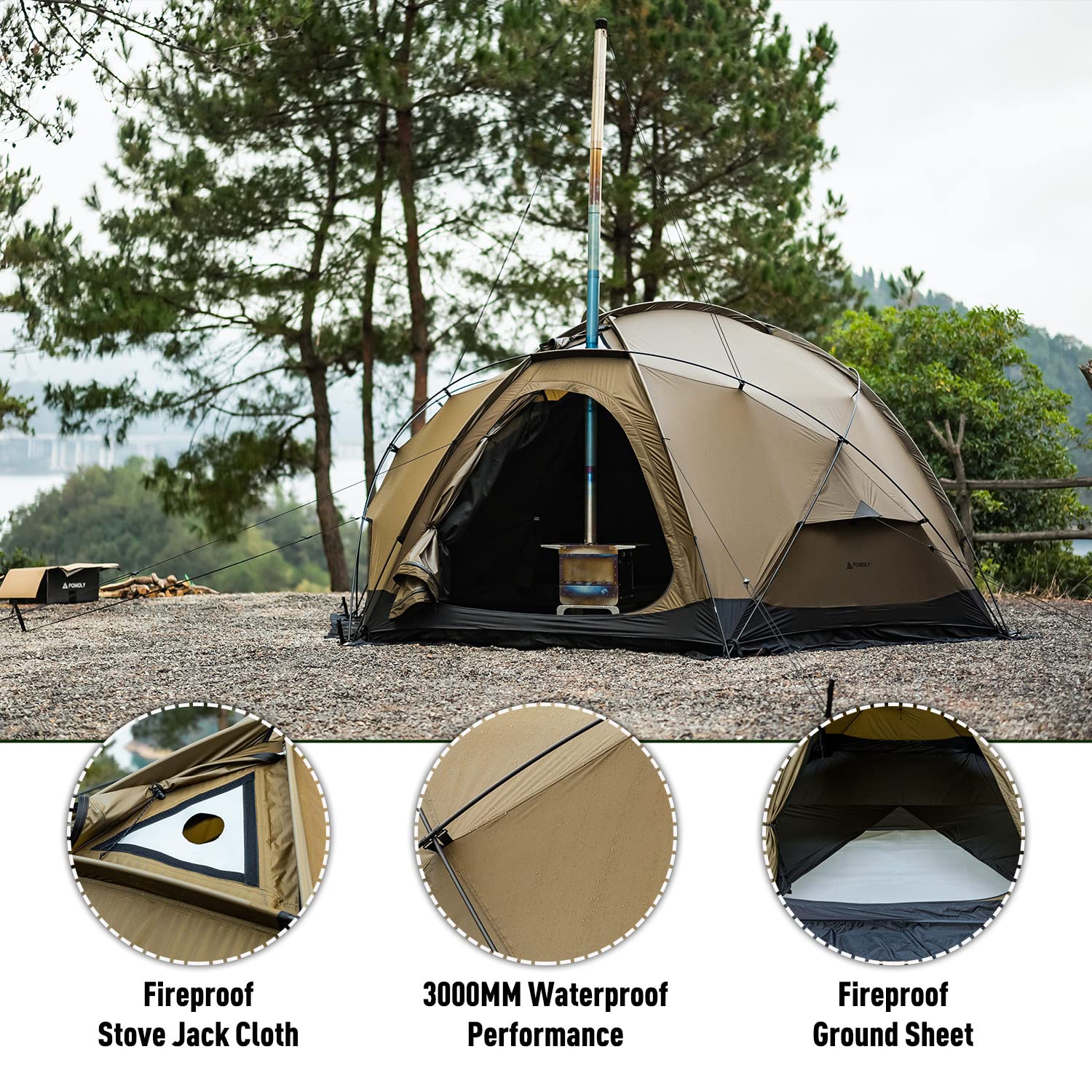 Amazon.co.jp: POMOLY Dome X4｜自立式ドームテント｜2-4人用｜防火