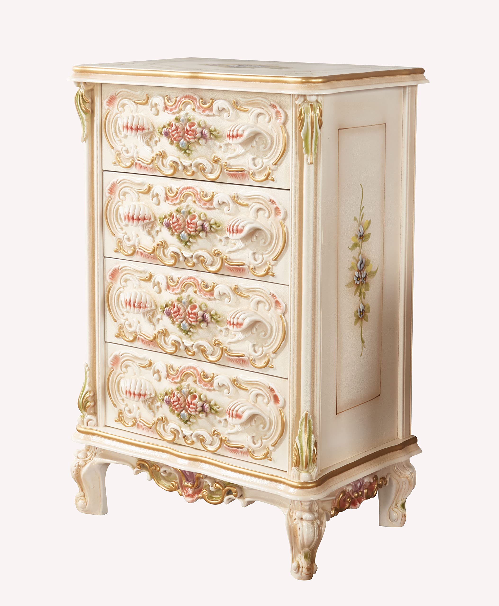 Amazon｜新ロココ調家具：パリジーノ/スリム4段チェスト [BF-1402
