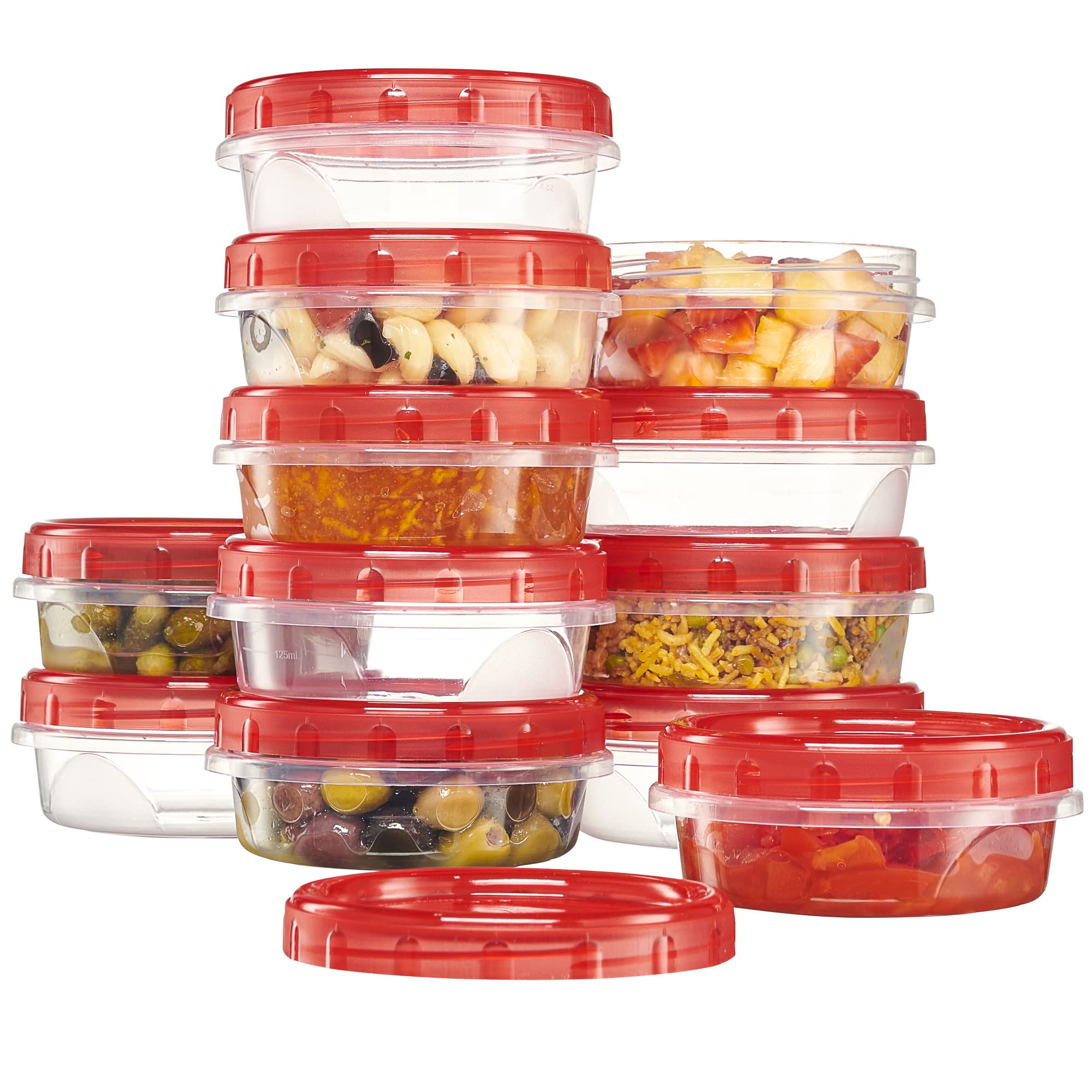 Amazon｜PLASTICPRO ツイストキャップ 食品保存容器 蓋に赤いねじ付き