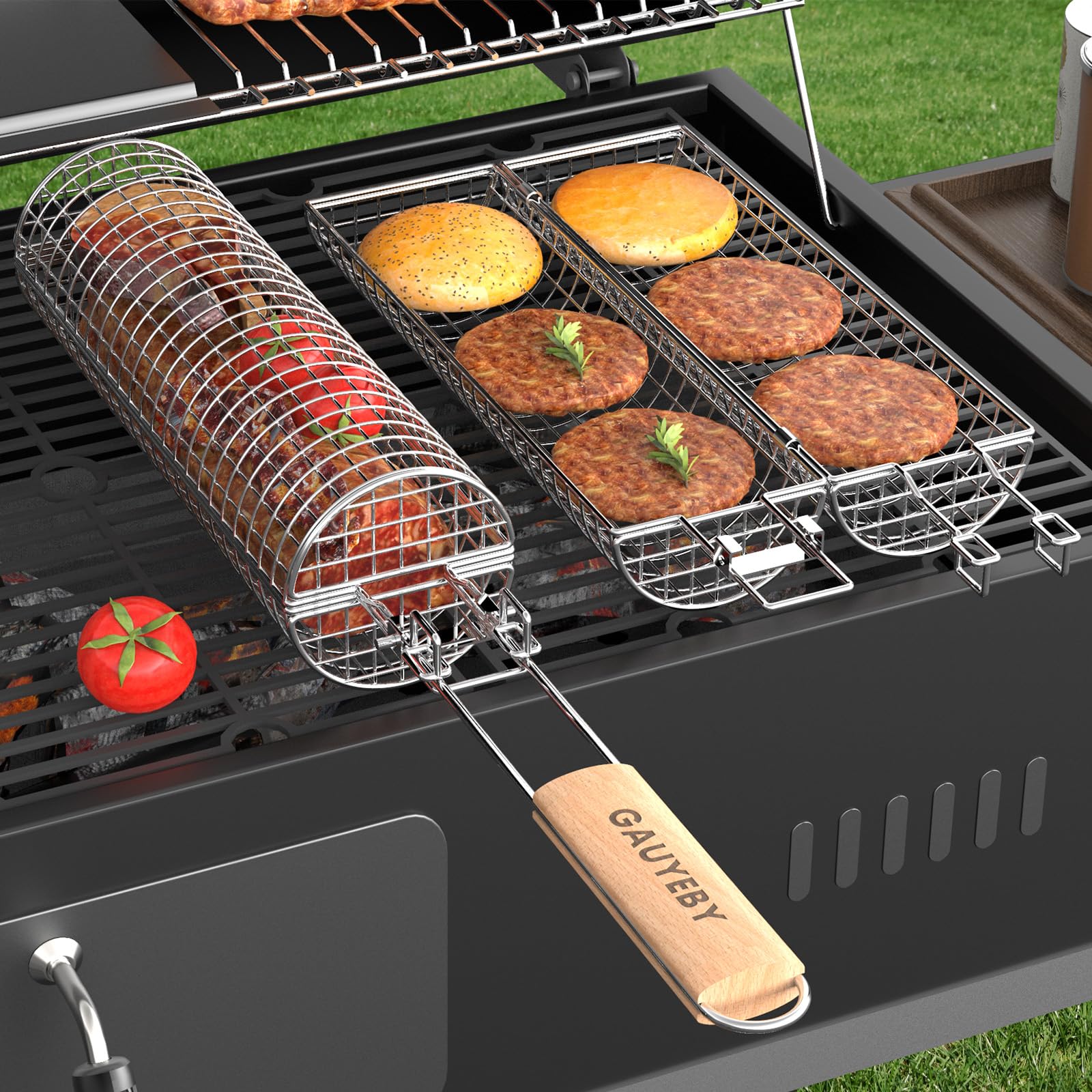 Amazon.com: GAUYEBY Rolling Grill Basket, Grill Baskets for