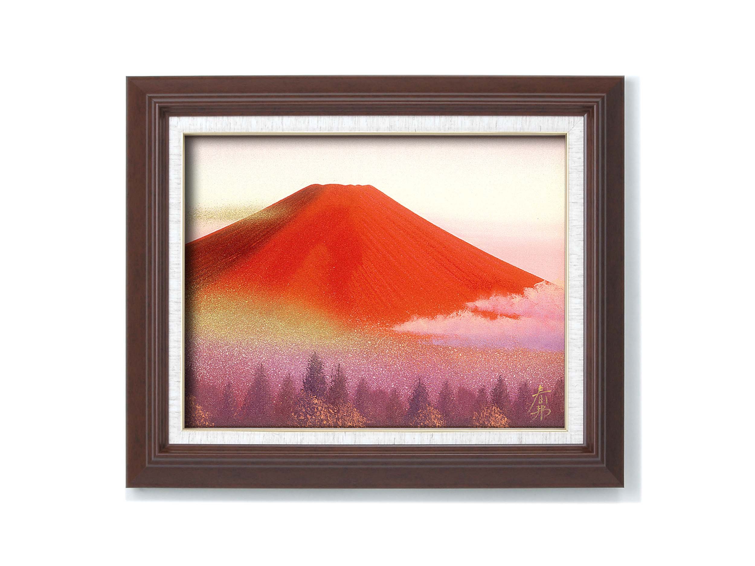 Amazon.co.jp: 11479 徳田春邦 油絵額F6 「赤富士」 : ホーム＆キッチン