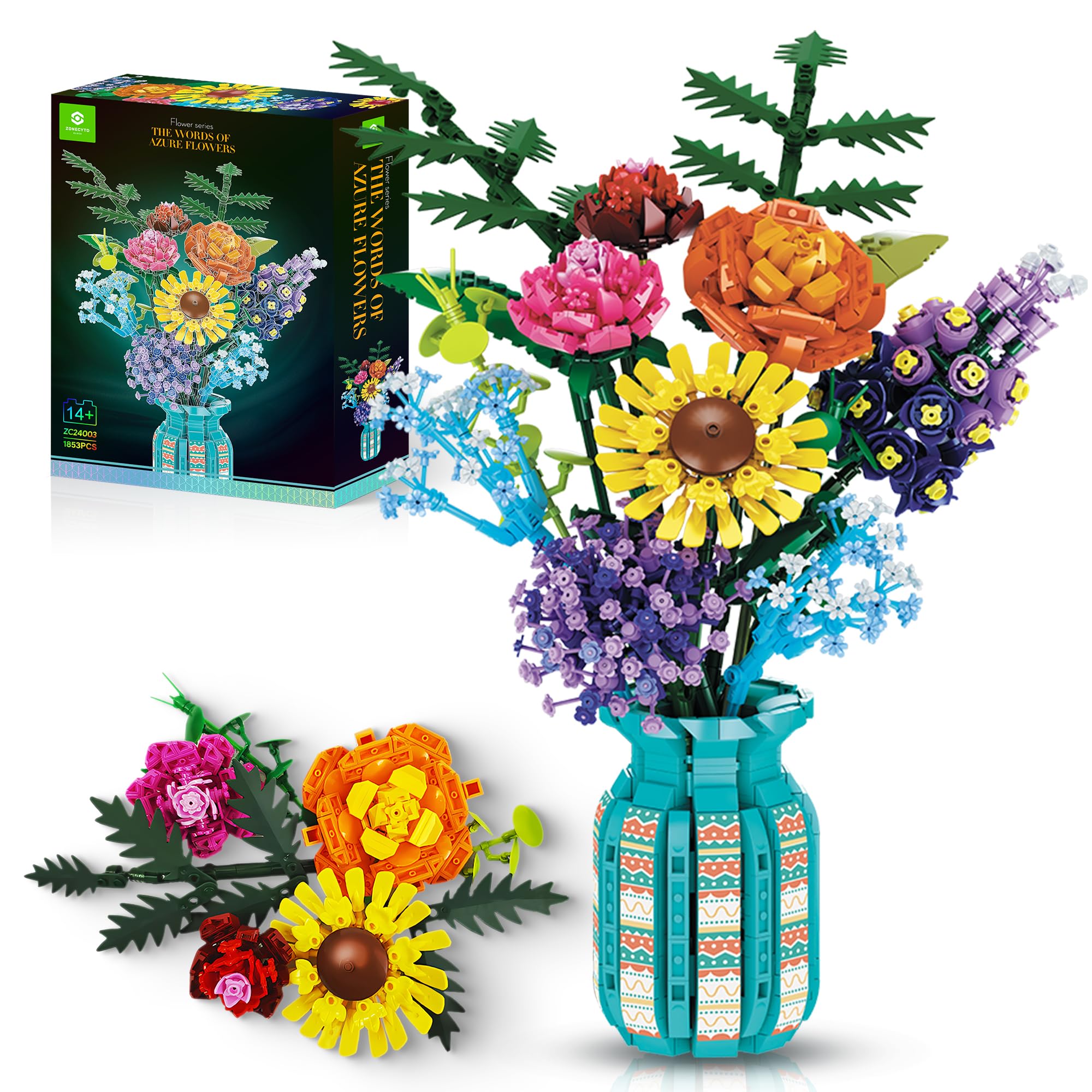 Amazon.com: ZONECYTD Flowers Bouquet Toys Building Blocks Set with