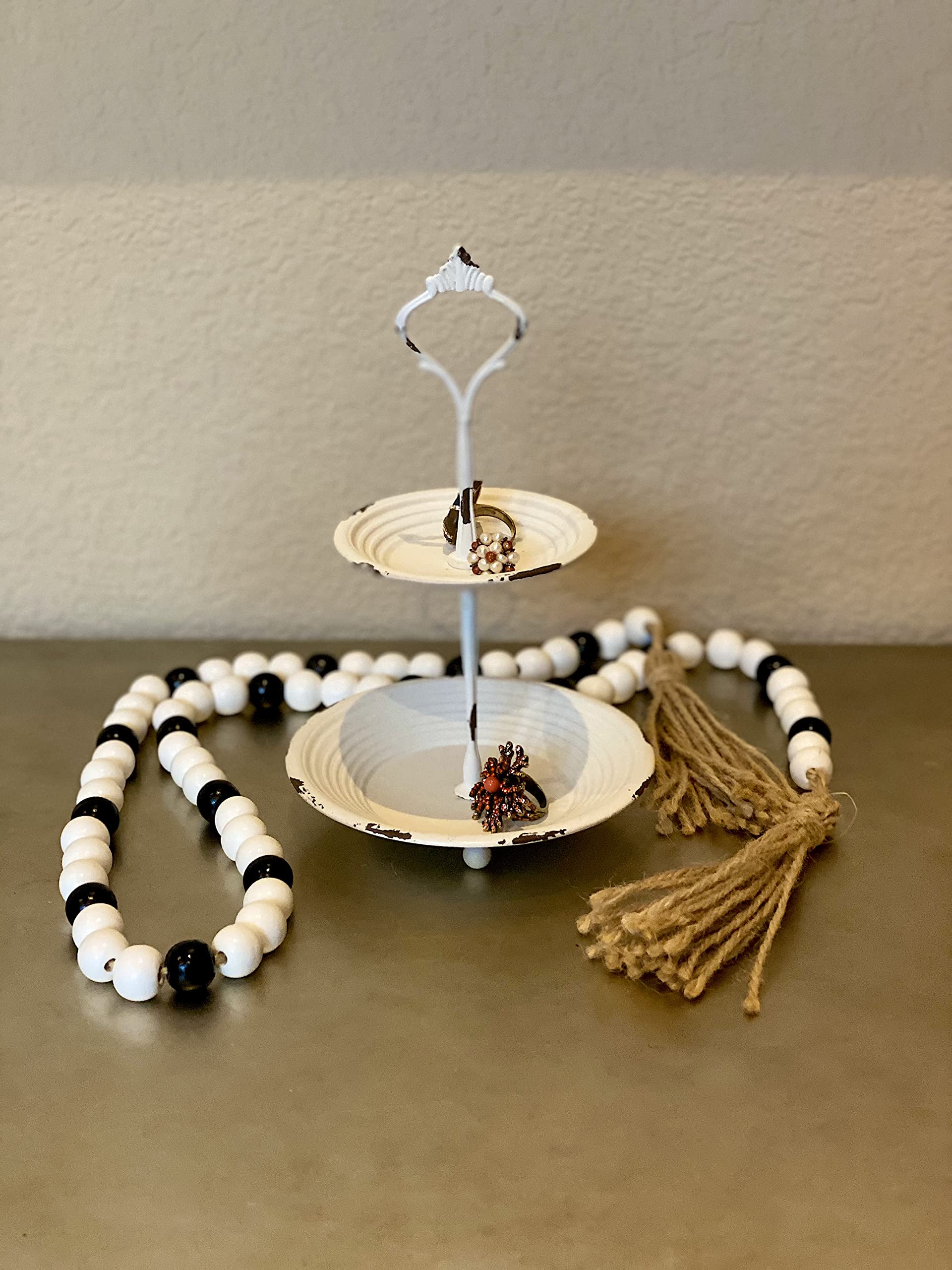 Amazon.com: S/2 Two Tier Jewelry Trinket Tray Metal Off White