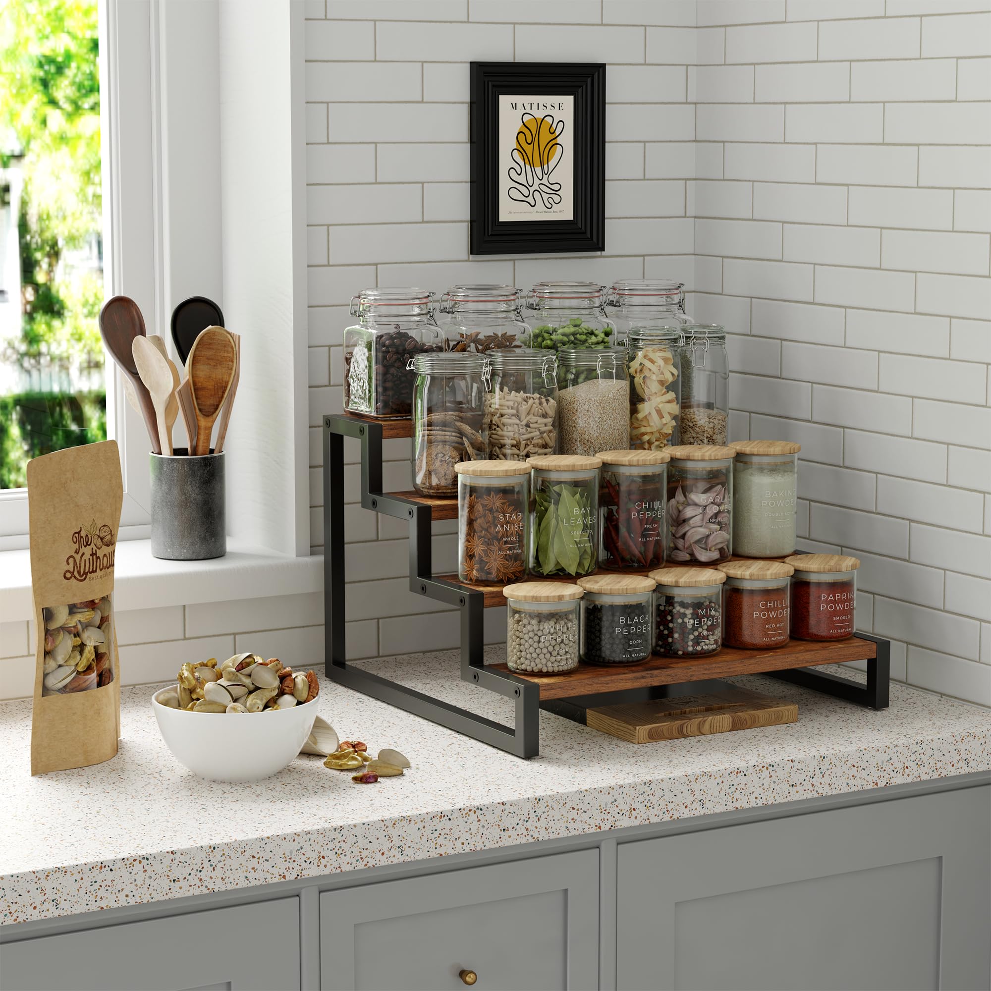 Amazon｜Waissdea 木製ディスプレイライザースタンド 4段キッチン