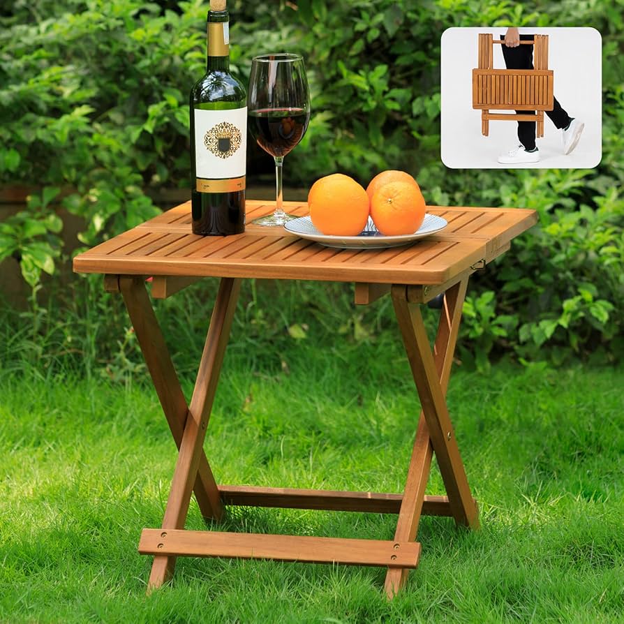 Amazon.com: Idzo Mira Acacia Wood Folding Bistro Side Table