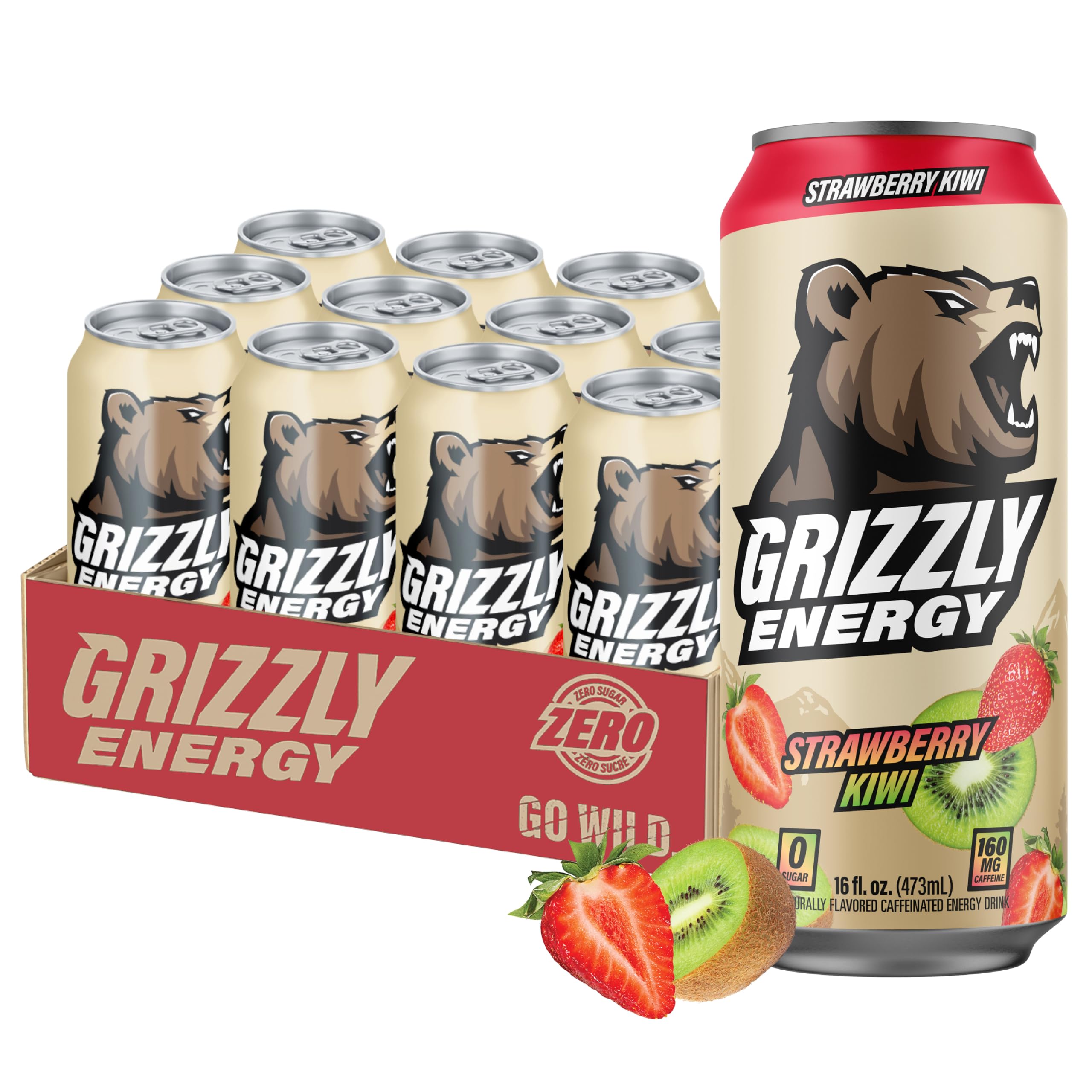 Amazon.com : GRIZZLY Energy Drink Strawberry Kiwi Taurine B