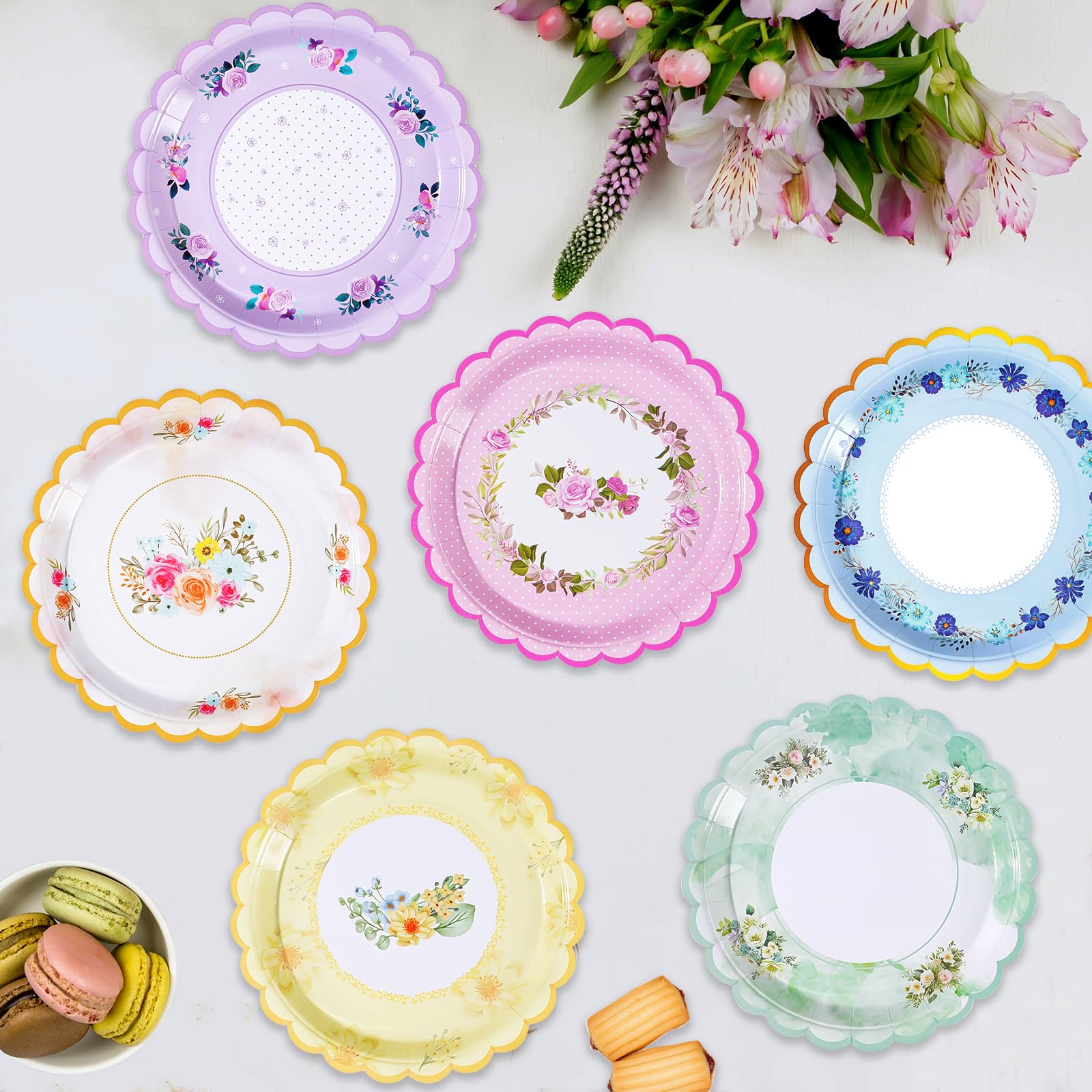 Amazon.com: Tyzarglef 48 PCS Floral Paper Plates for Tea Party
