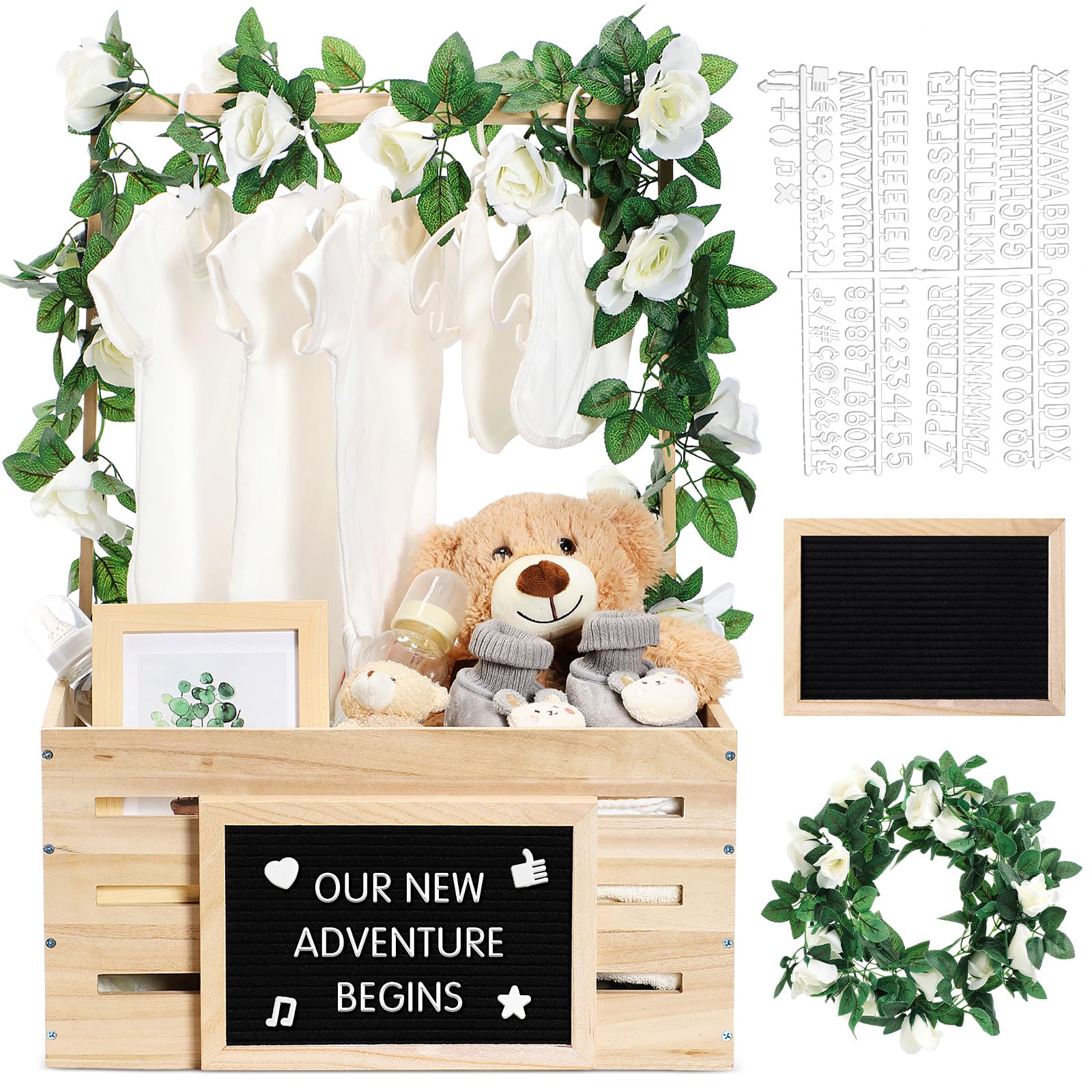 Amazon.com: Barydat Wooden Baby Shower Crate Closet, Basket with