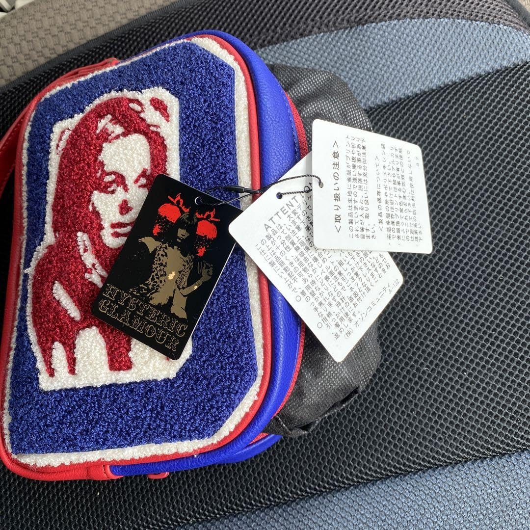 美品☆HYSTERIC GLAMOUR 総ロゴ レザー ポーチ オゾン 日本製