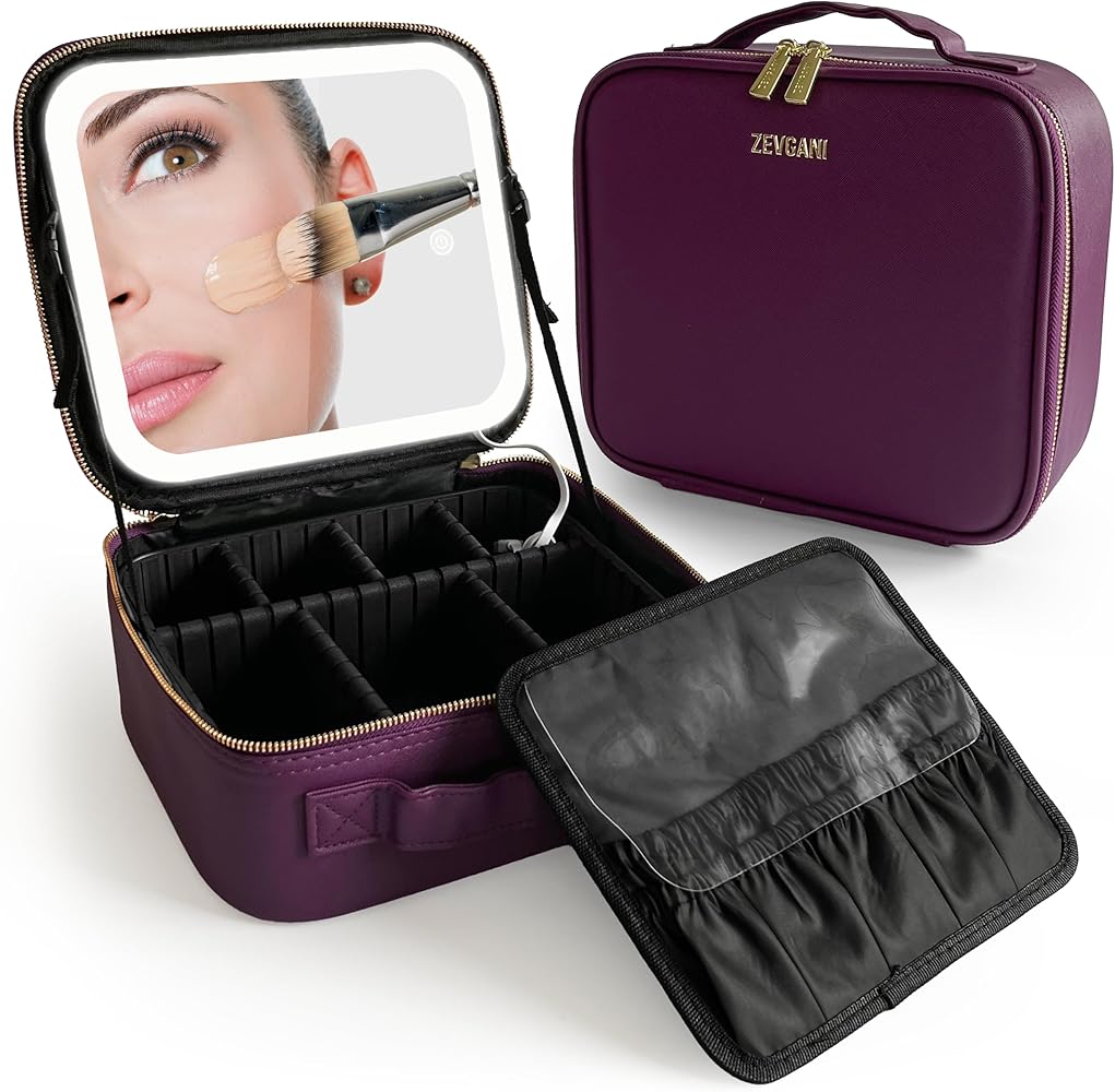 Amazon.com : ZEVGANI Travel Makeup Bag with LED Mirror