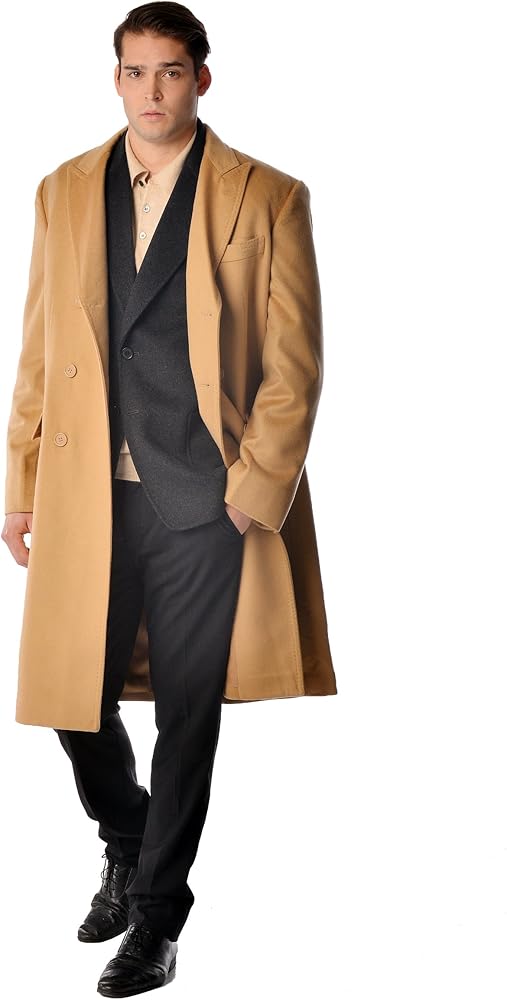 Cashmere Boutique: Men's Double Breasted Coat Overcoat Topcoat in