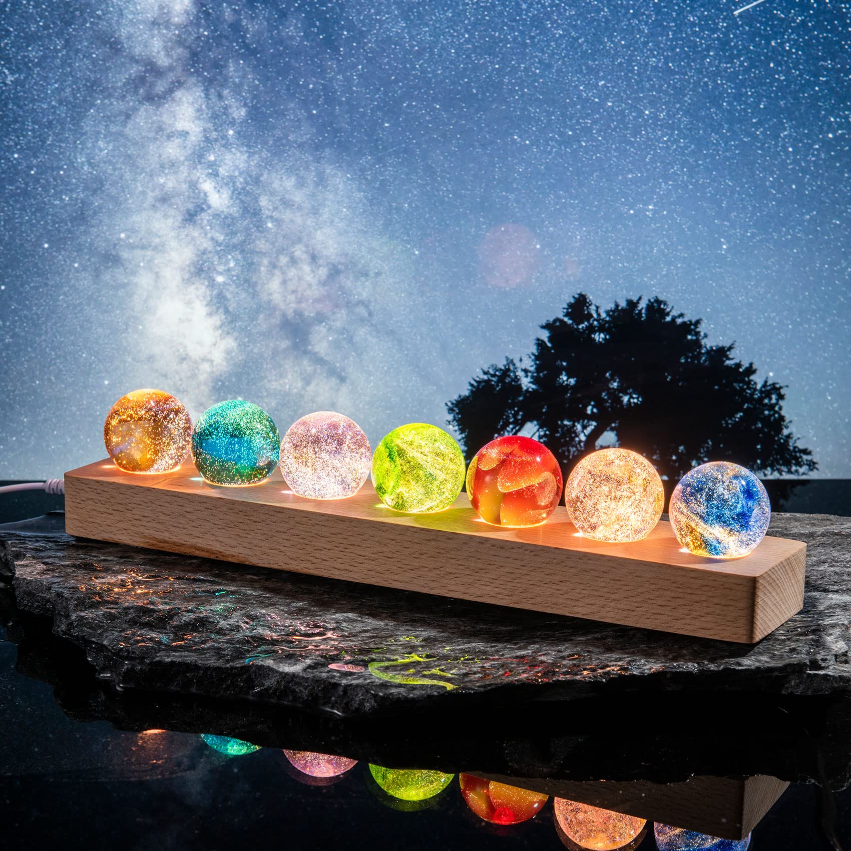 Amazon.com: Movdyka 7 Colorful Glass Crystal Ball Desk ecorations