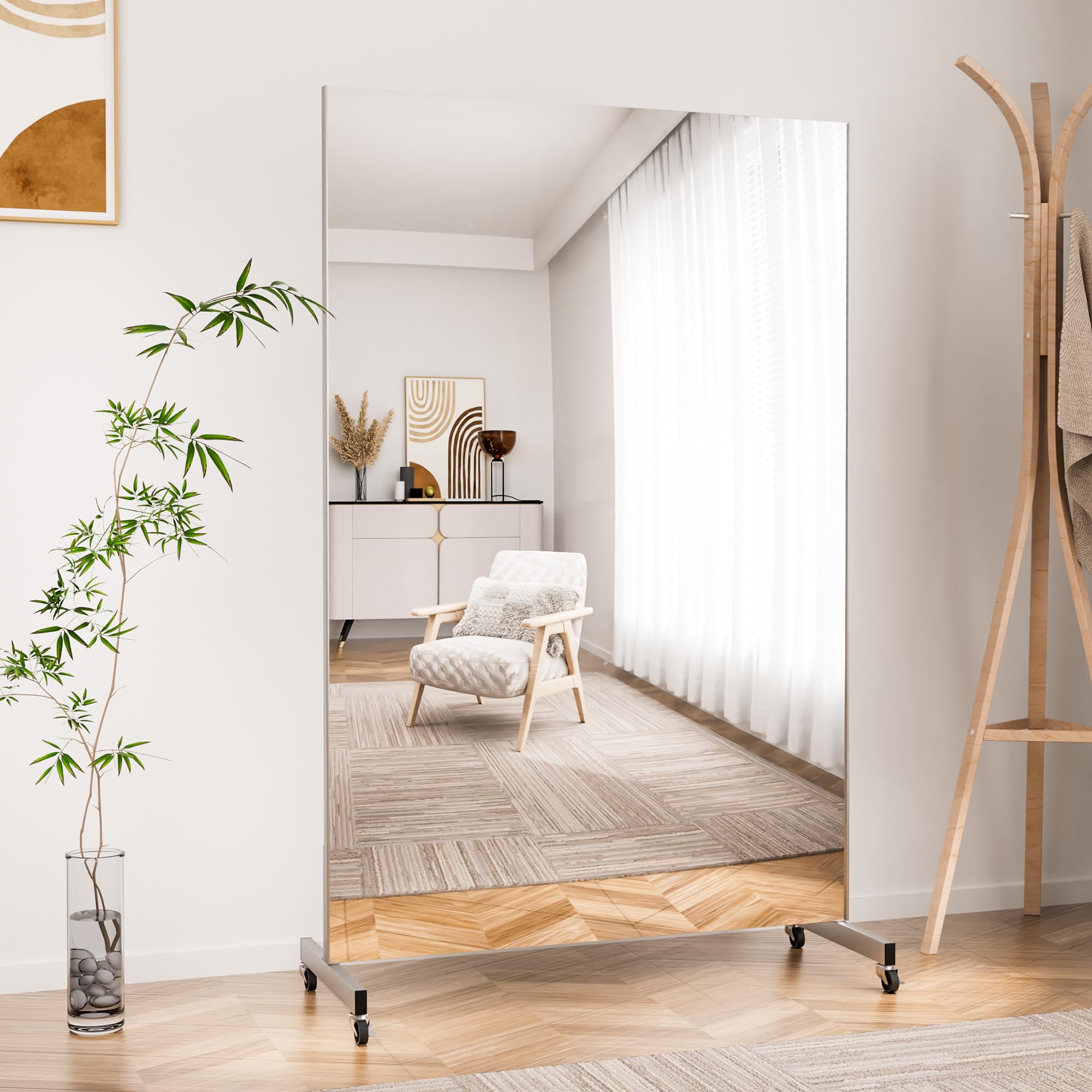 Amazon.co.jp: Brisafe 割れない鏡 移動式スポーツミラー キャスター