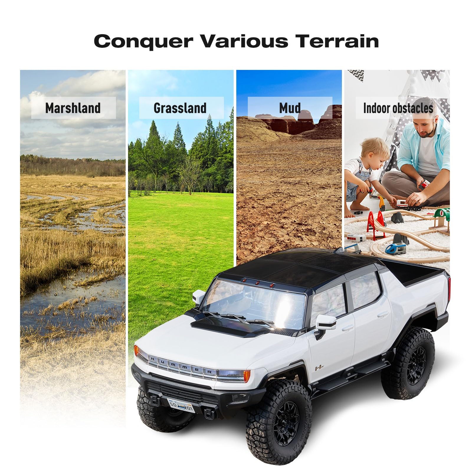 EAZYRC FMS FCX18 1/18 GMC Hummer EV RC Truck White with Official