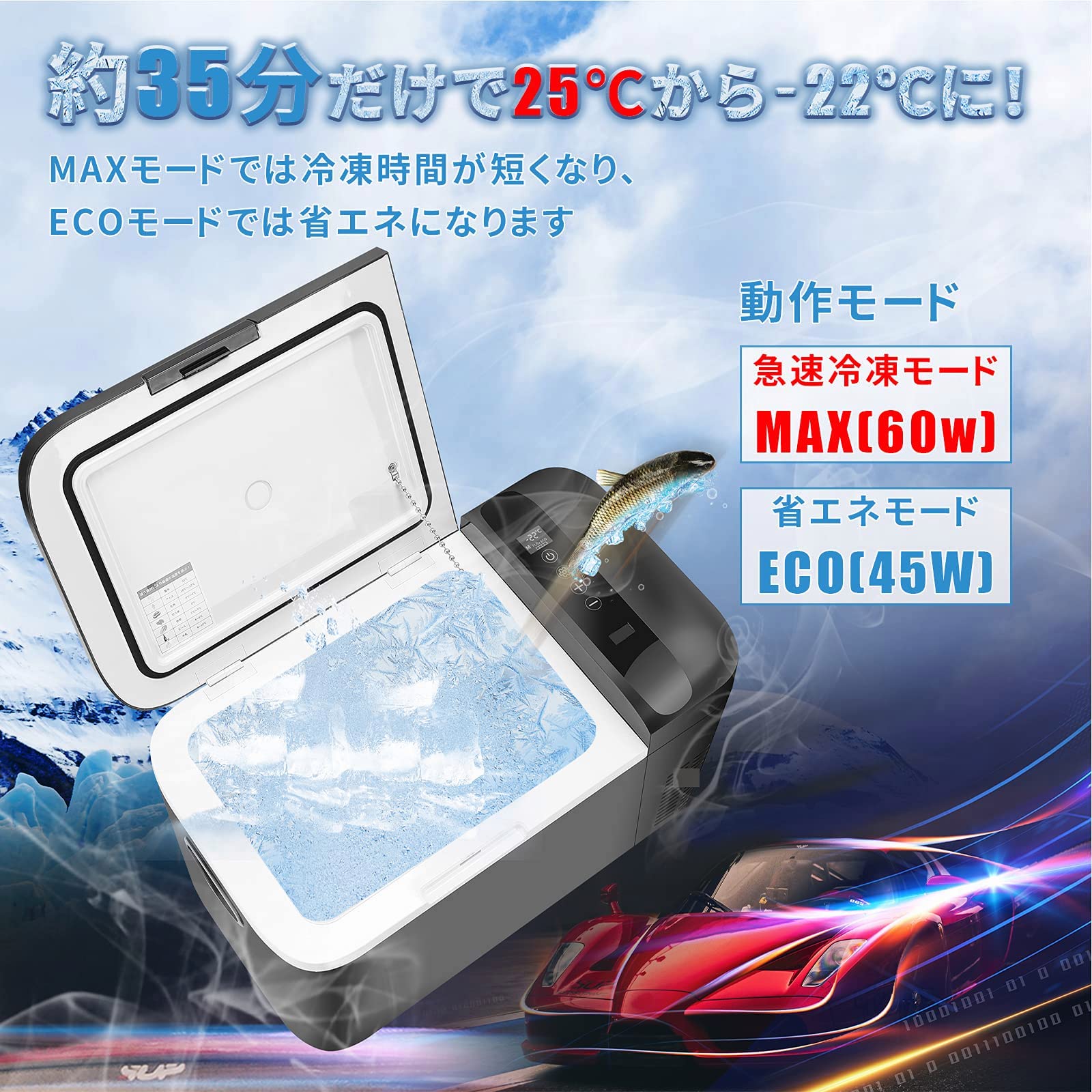 Amazon.co.jp: 「SUNPIE」車載冷蔵庫 22L ポータブル冷蔵庫 -22℃～10