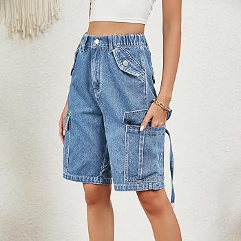 POHADON Womens 2026 Trendy High Waisted Denim Shorts Bermuda Baggy